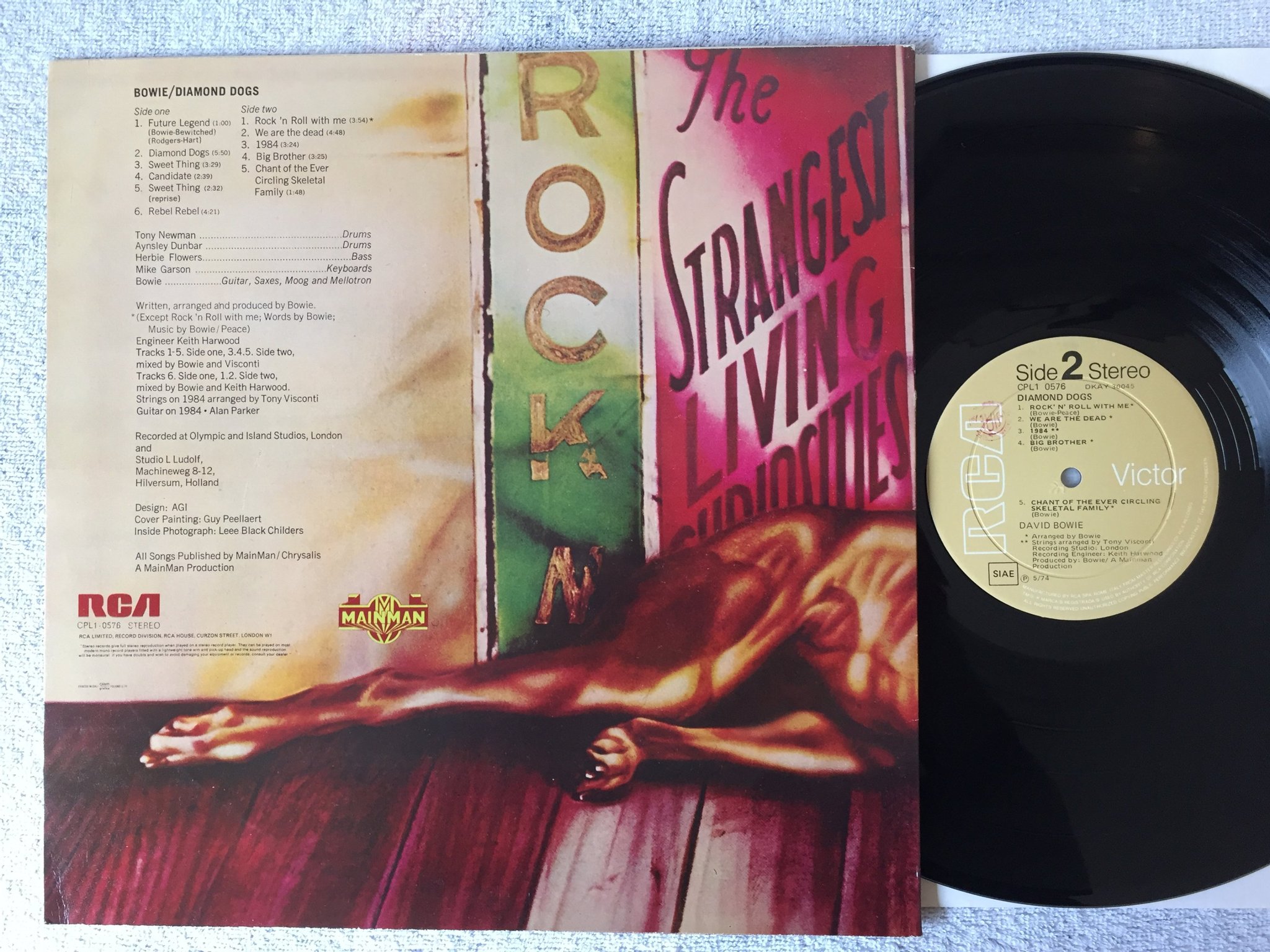 Omslagsbild för skivan DAVID BOWIE diamond dogs LP -74 Ita RCA CPL1 0576