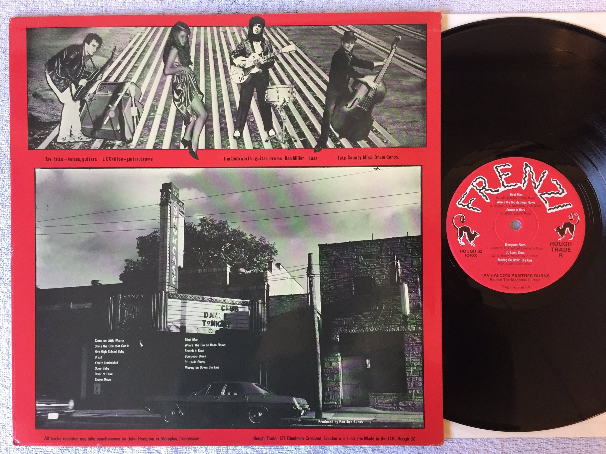 Omslagsbild för skivan TAV FALCO'S PANTHER BURNS Behind The Magnolia Curtain LP -81 UK rough 32  