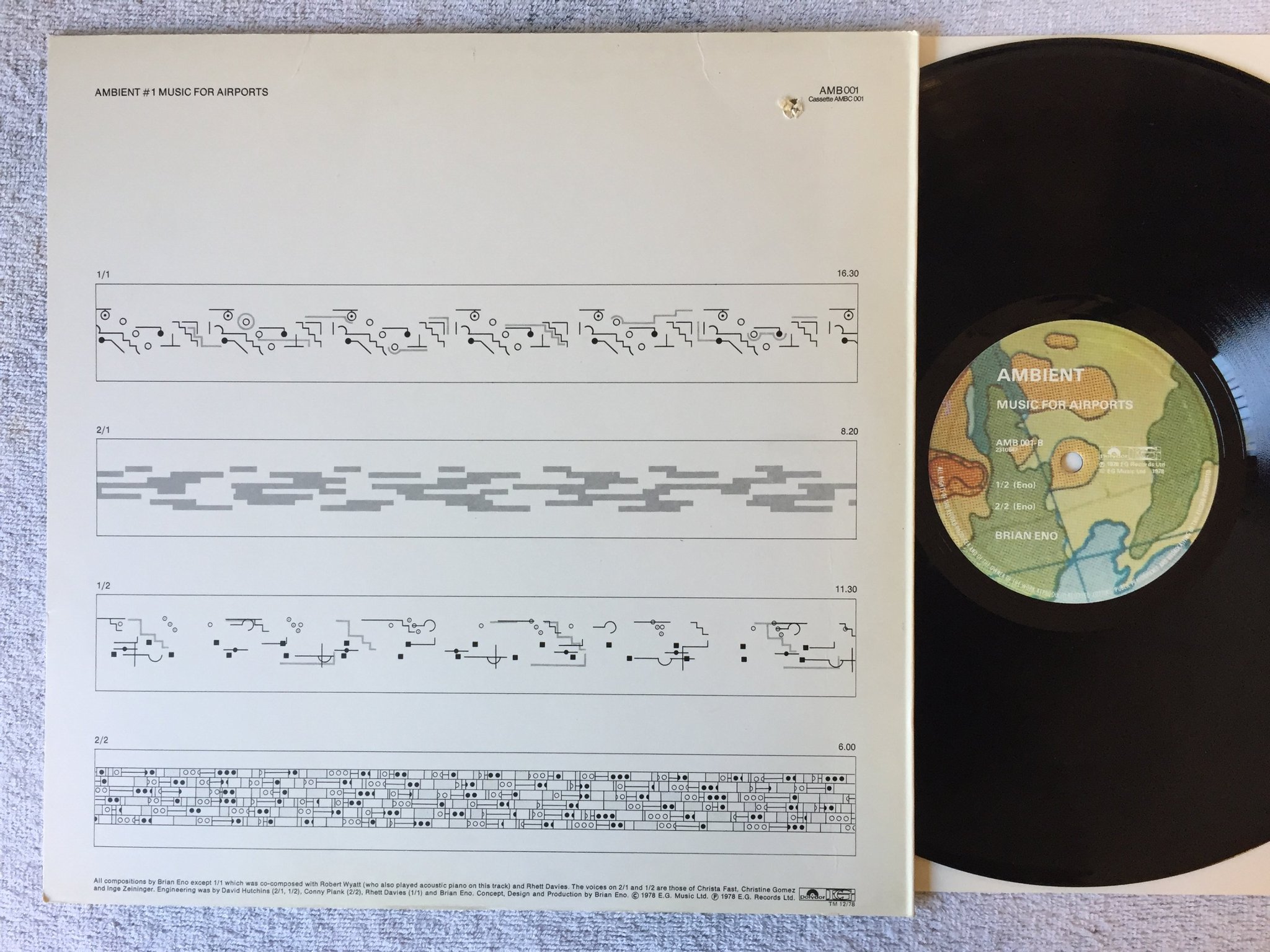 Omslagsbild för skivan BRIAN ENO ambient - music for airports. LP -78 POLYDOR AMB 001