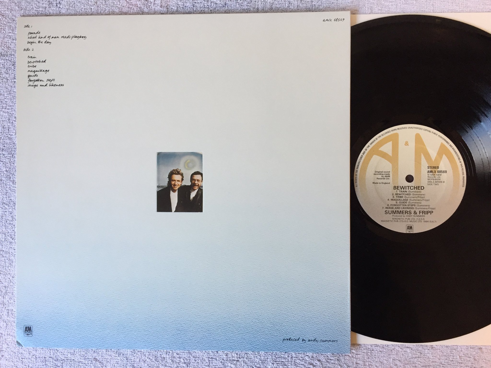 Omslagsbild för skivan ANDY SUMMERS & ROBERT FRIPP bewitched LP -84 UK A&M AMLX 68569  Record / Cover: 