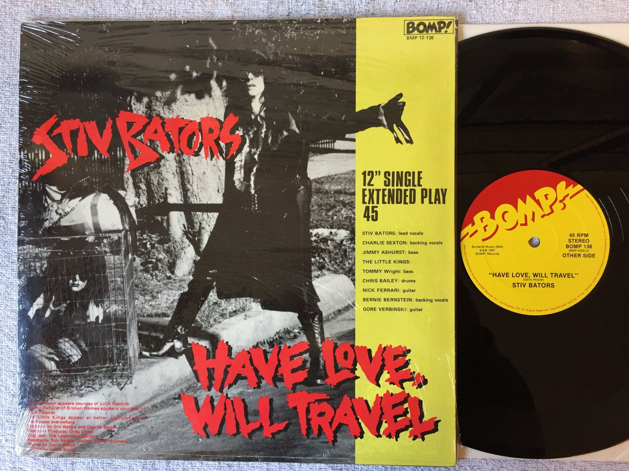 Omslagsbild för skivan STIV BATORS Story In Your Eyes 12"single -87 US BOMP 136 punk 