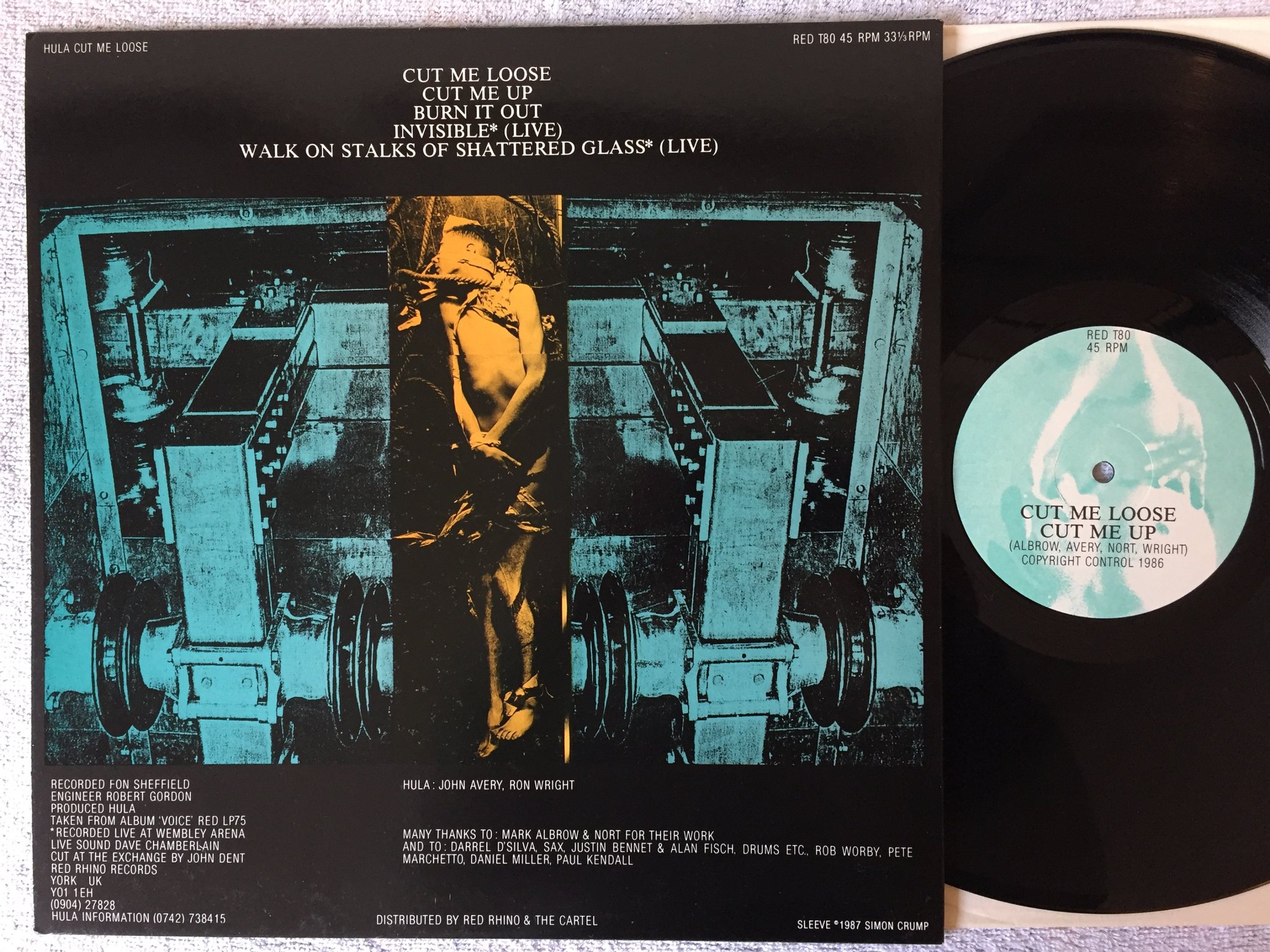 Omslagsbild för skivan HULA Cut Me Loose 12"single -87 UK RED RHINO RED T80  