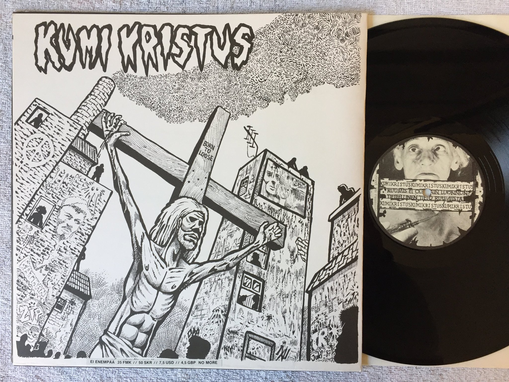 Omslagsbild för skivan SÄTKYNUKKE / KUMIKRISTUS s/t LP -88 Finland FREE ANIMALS 002 punk