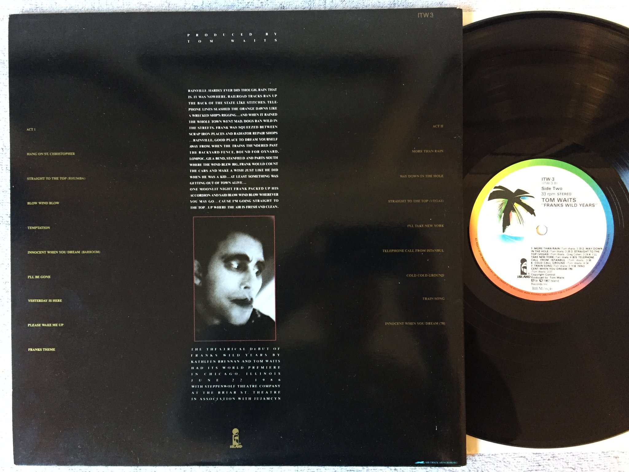 Omslagsbild för skivan ?TOM WAITS Franks wild years LP -85 ncb ISLAND ILPS 9803 