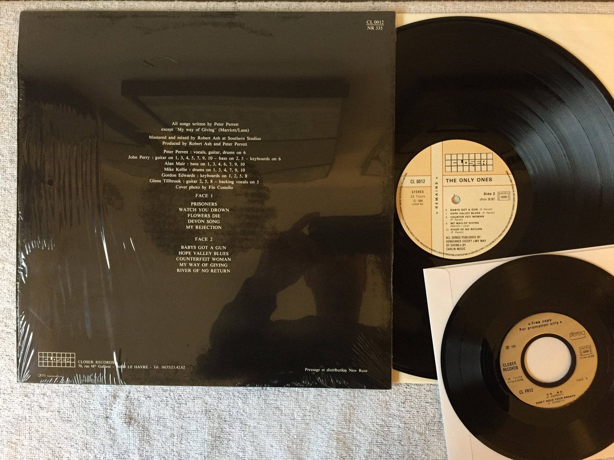 Omslagsbild för skivan THE ONLY ONES Remains LP + 7"single -85 Fra CLOSER CL 0012 