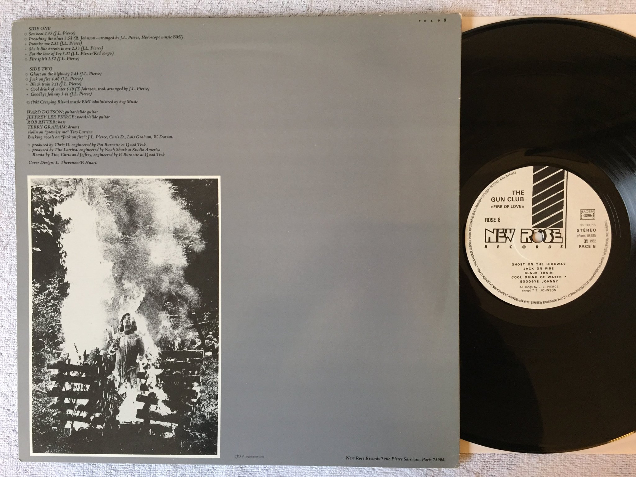 Omslagsbild för skivan THE GUN CLUB  Fire Of Love LP -82 Fra NEW ROSE ROSE 8 