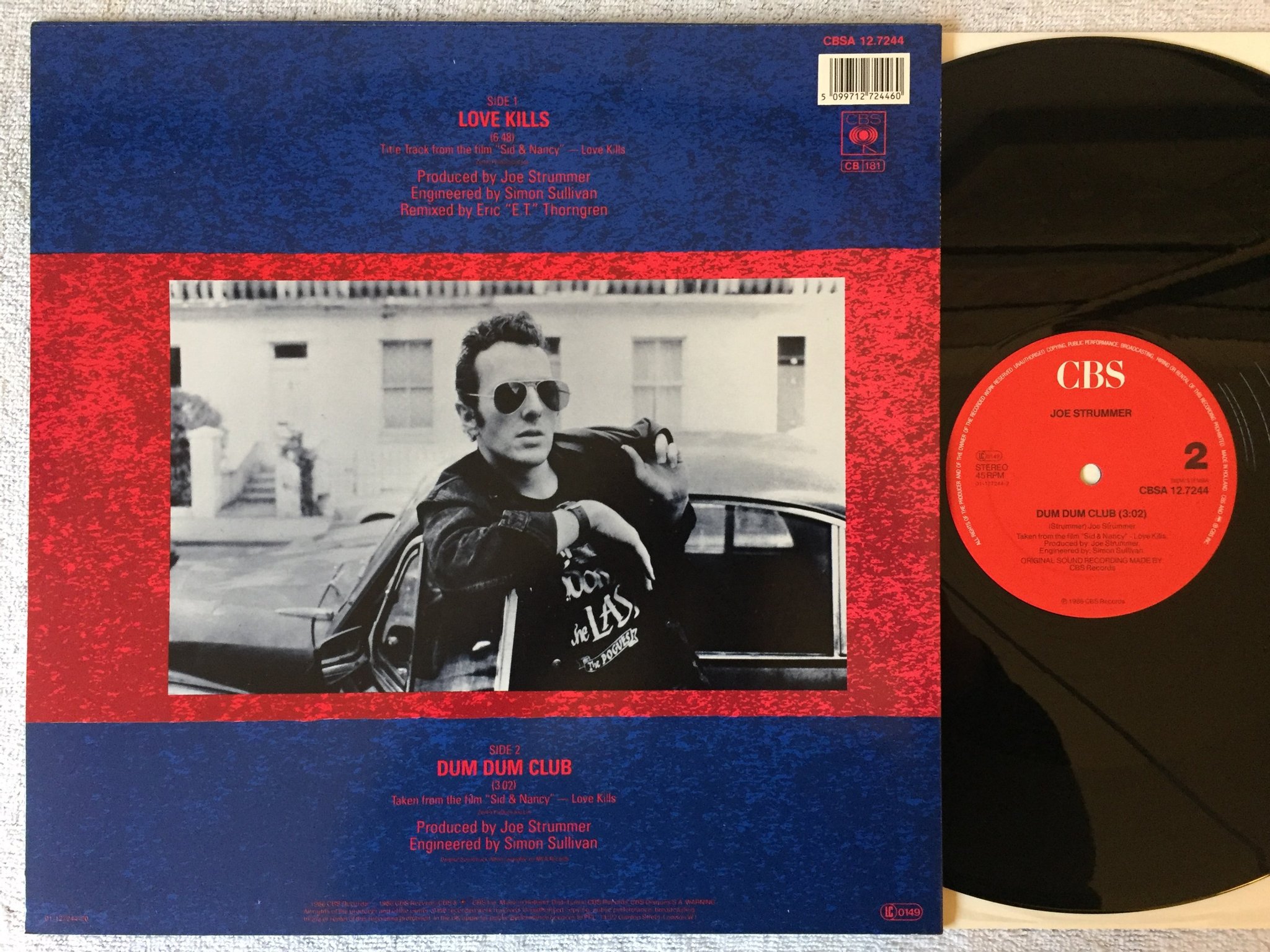 Omslagsbild för skivan JOE STRUMMER love kills  12"single  -86 CBS CBSA 127244