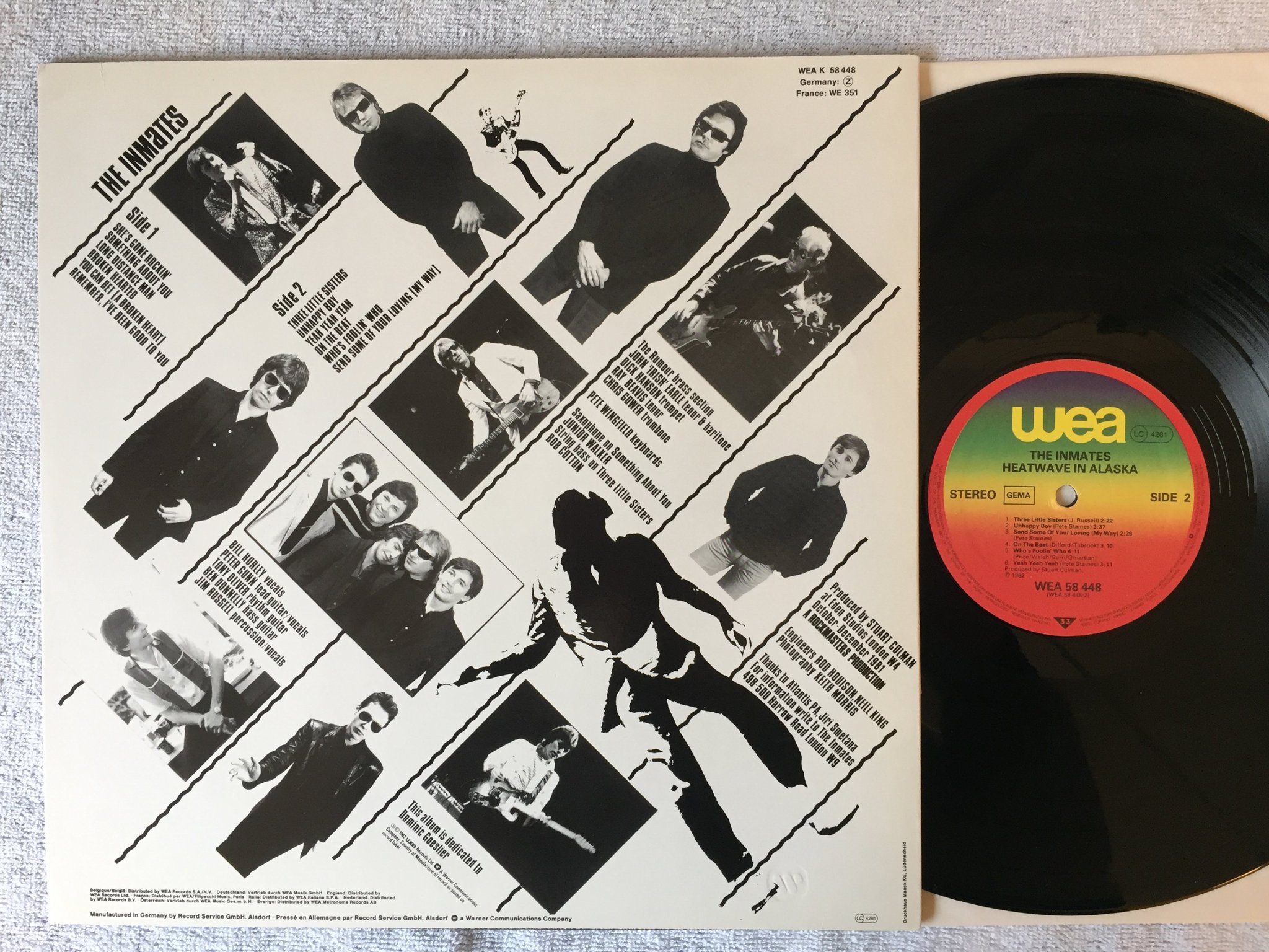 Omslagsbild för skivan THE INMATES heatwave in Alaska LP 82 Ger WEA 58448