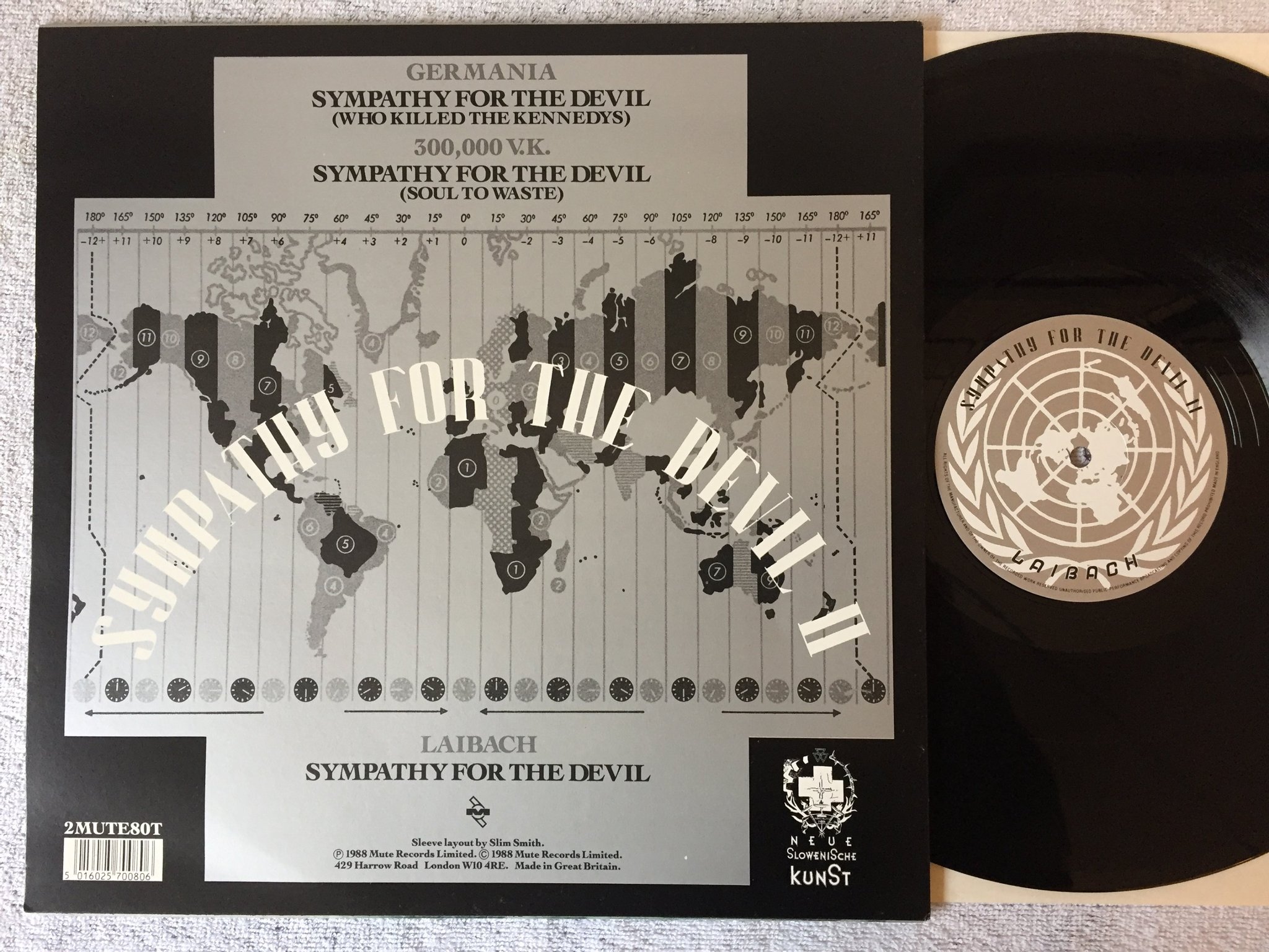 Omslagsbild för skivan LAIBACH Sympathy For The Devil II 12"single -88 MUTE 2MUTE80T