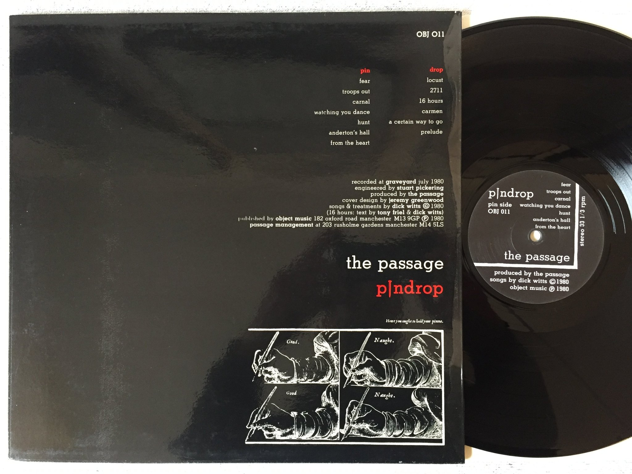 Omslagsbild för skivan THE PASSAGE pindrop LP -80 UK OBJECT MUSIC OBJ 011