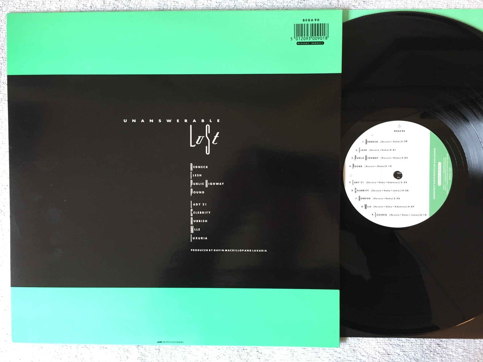 Omslagsbild för skivan LUXURIA Unanswerable Lust LP -88 ncb BEGGARS BANQUET BEGA 90 synth-pop