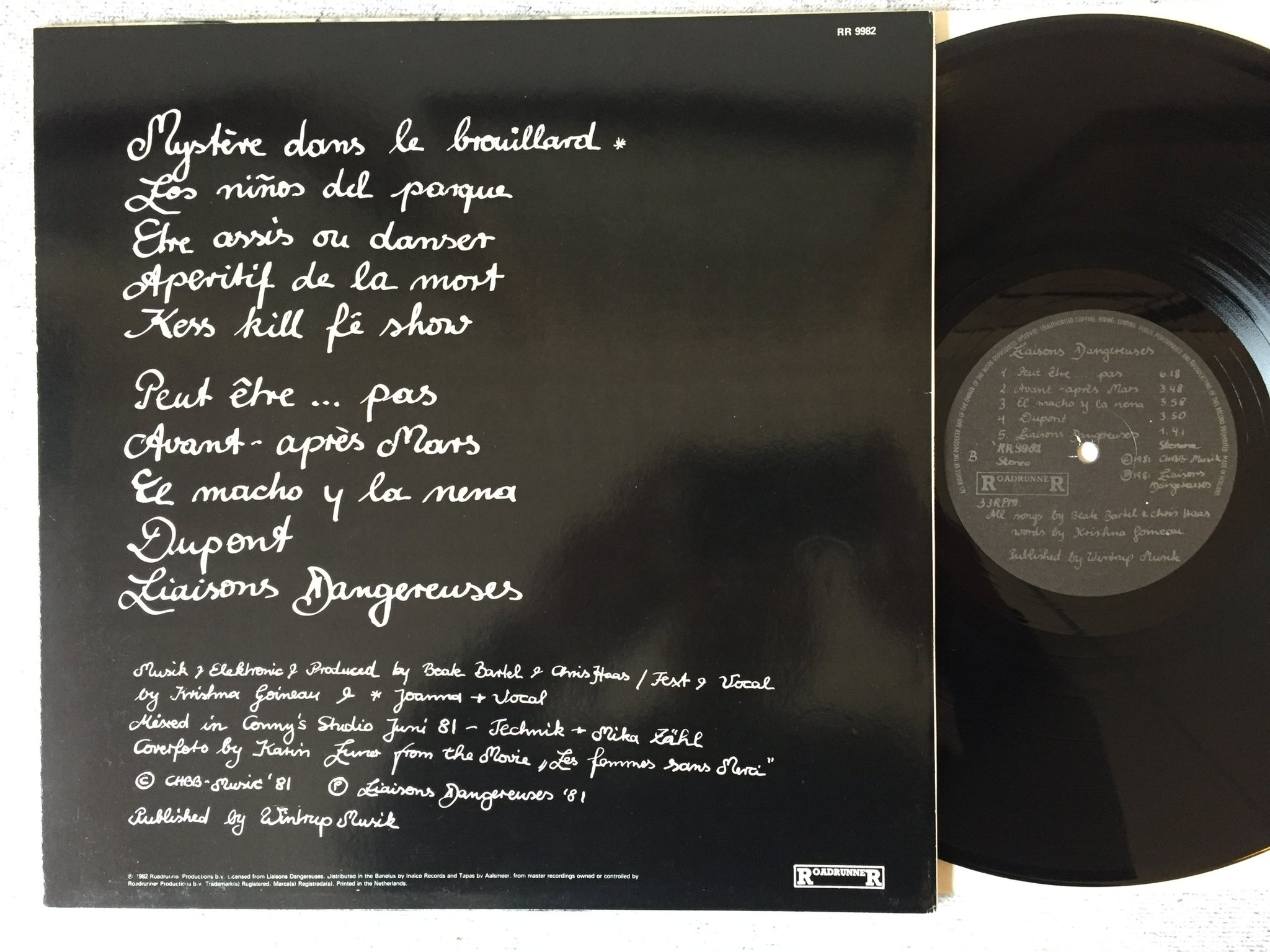 Omslagsbild för skivan LIAISONS DANGEREUSES s/t LP -82 Hol ROADRUNNER RR 9982 industrial noise