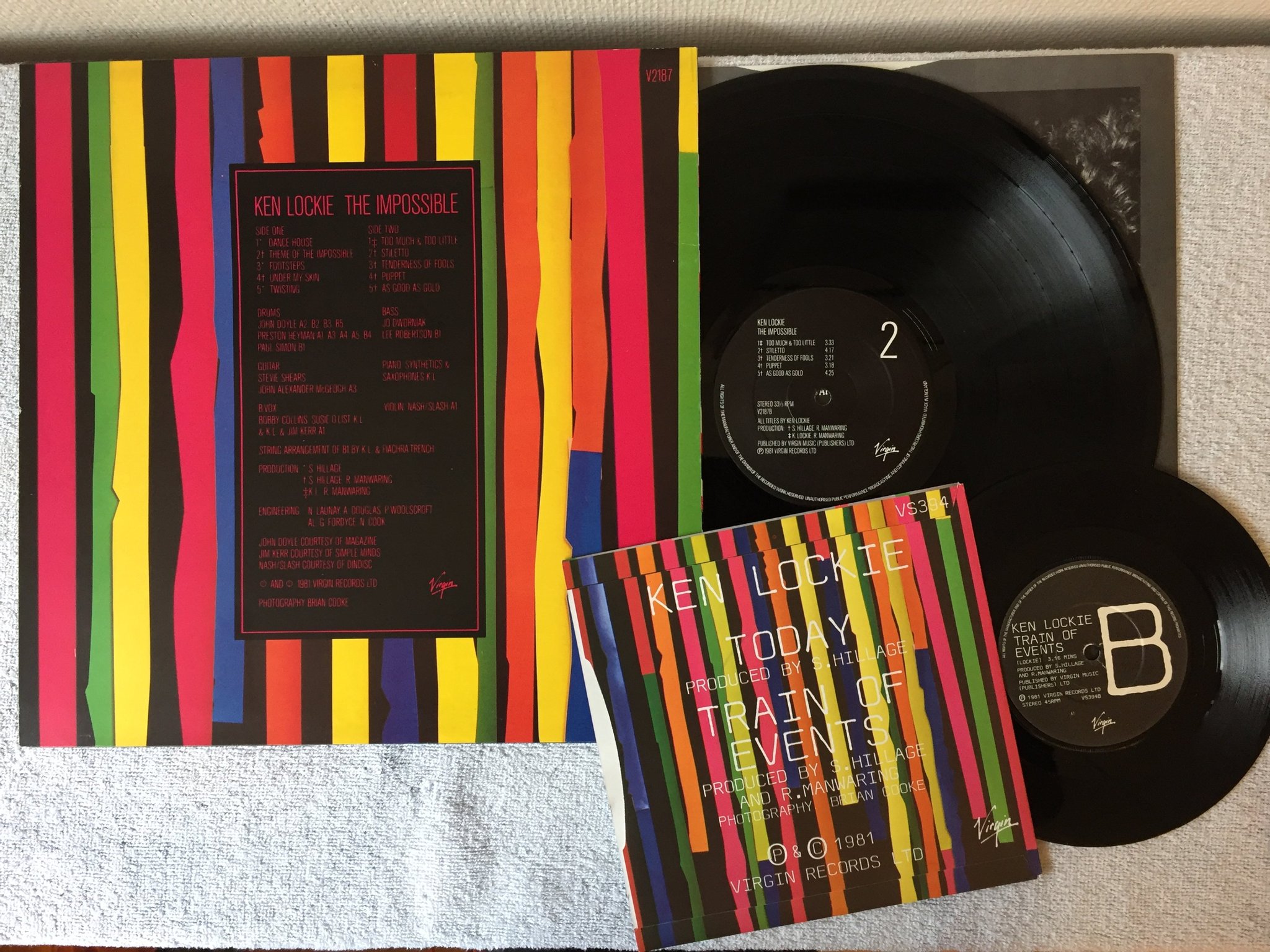 Omslagsbild för skivan KEN LOCKIE the impossible LP + 7"single -81 UK virgin v 2187 new wave