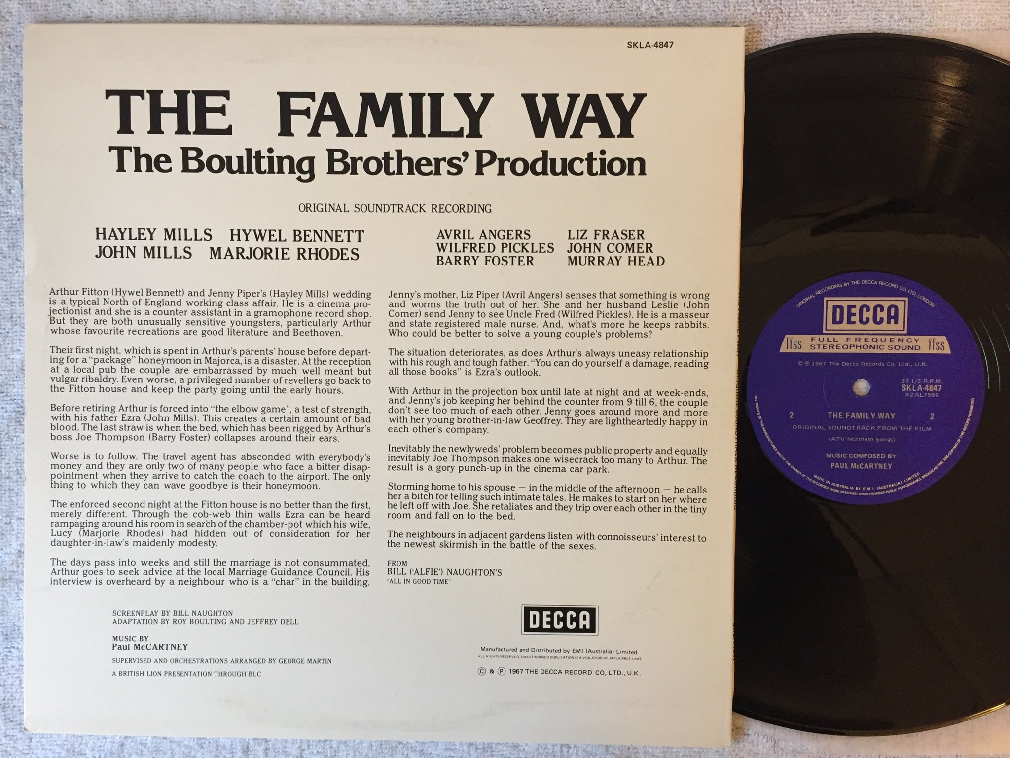 Omslagsbild för skivan PAUL McCARTNEY  The Family Way LP -80 Australia DECCA SKLA 4847 rare!