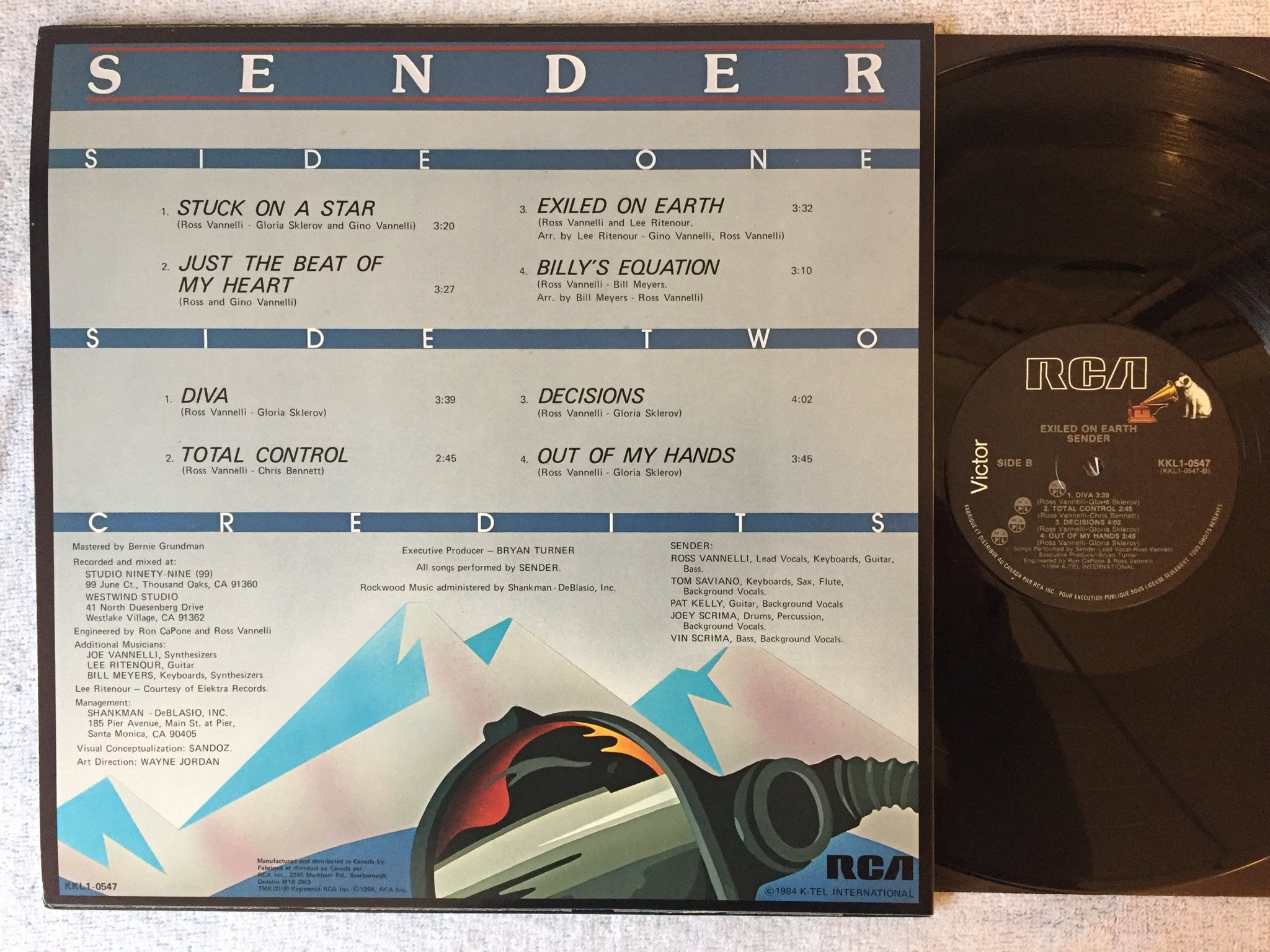 Omslagsbild för skivan SENDER exiled on earth LP -84 Can RCA Victor KKL1-0547  