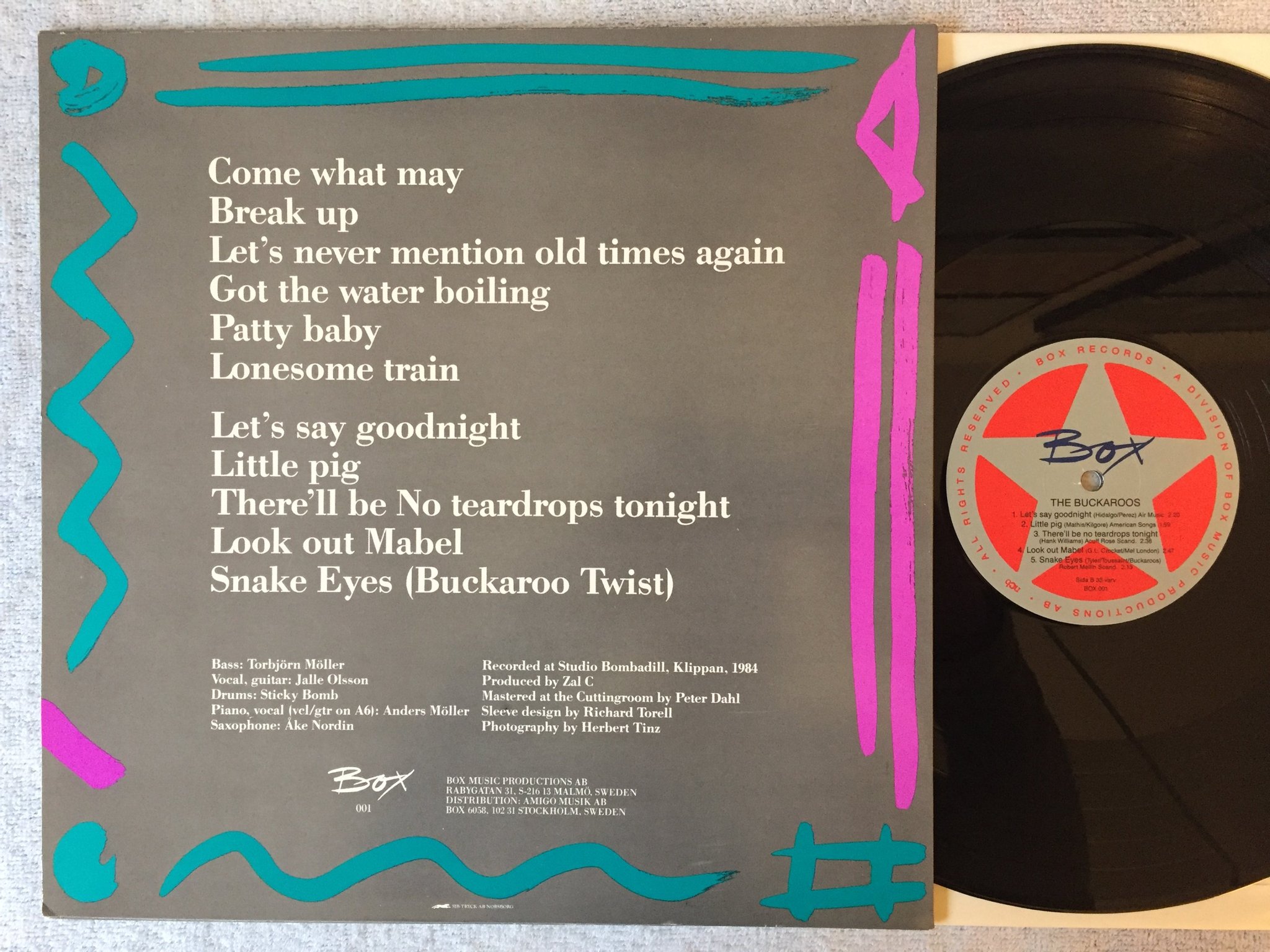 Omslagsbild för skivan THE BUCKAROOS s/t LP -84 Swe BOX 001 rock n roll