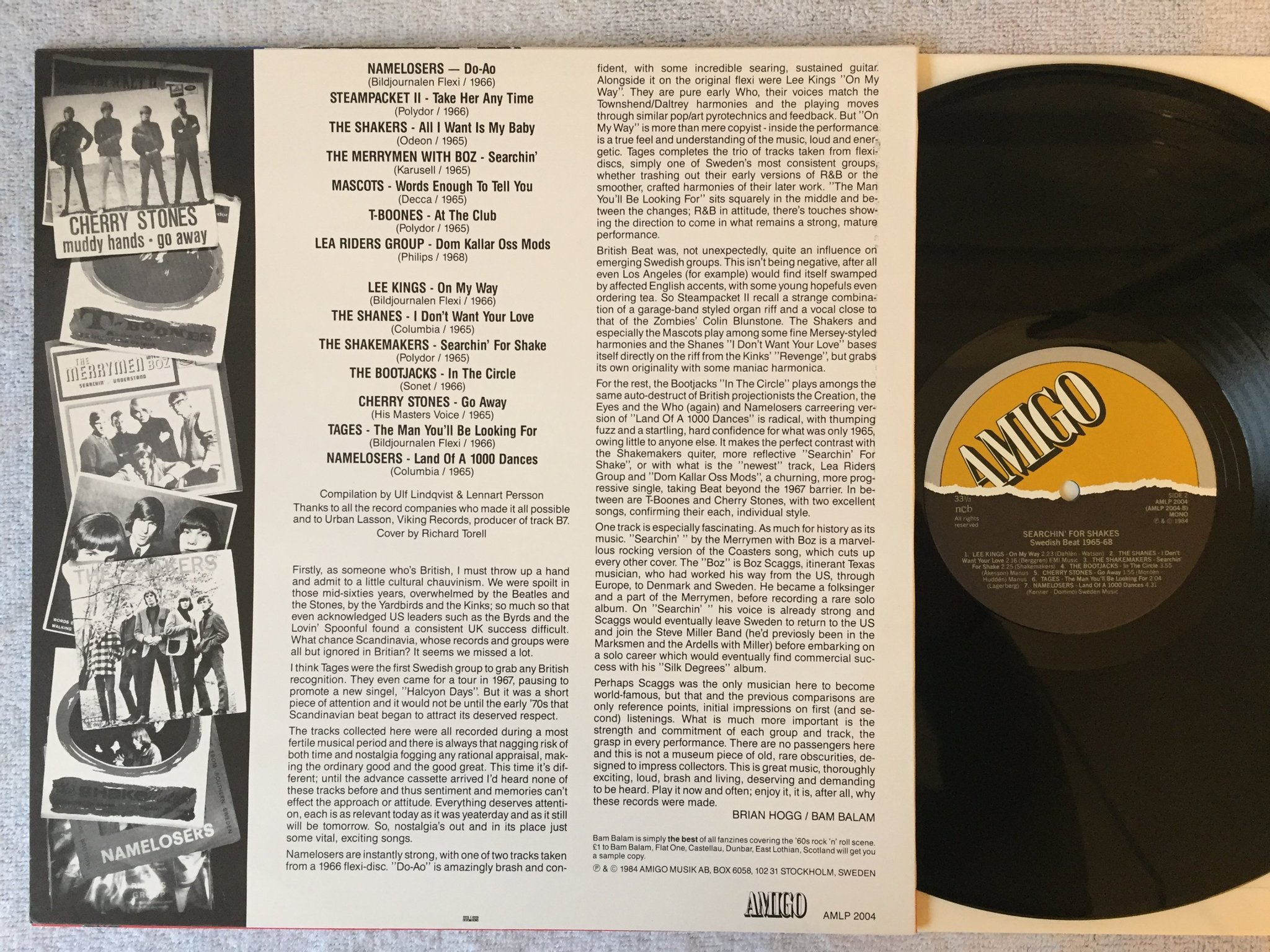 Omslagsbild för skivan V/A SEARCHIN FOR SHAKES Swedish Beat 1965-1968 LP -84 Swe AMIGO AMLP 2004 yeah!!