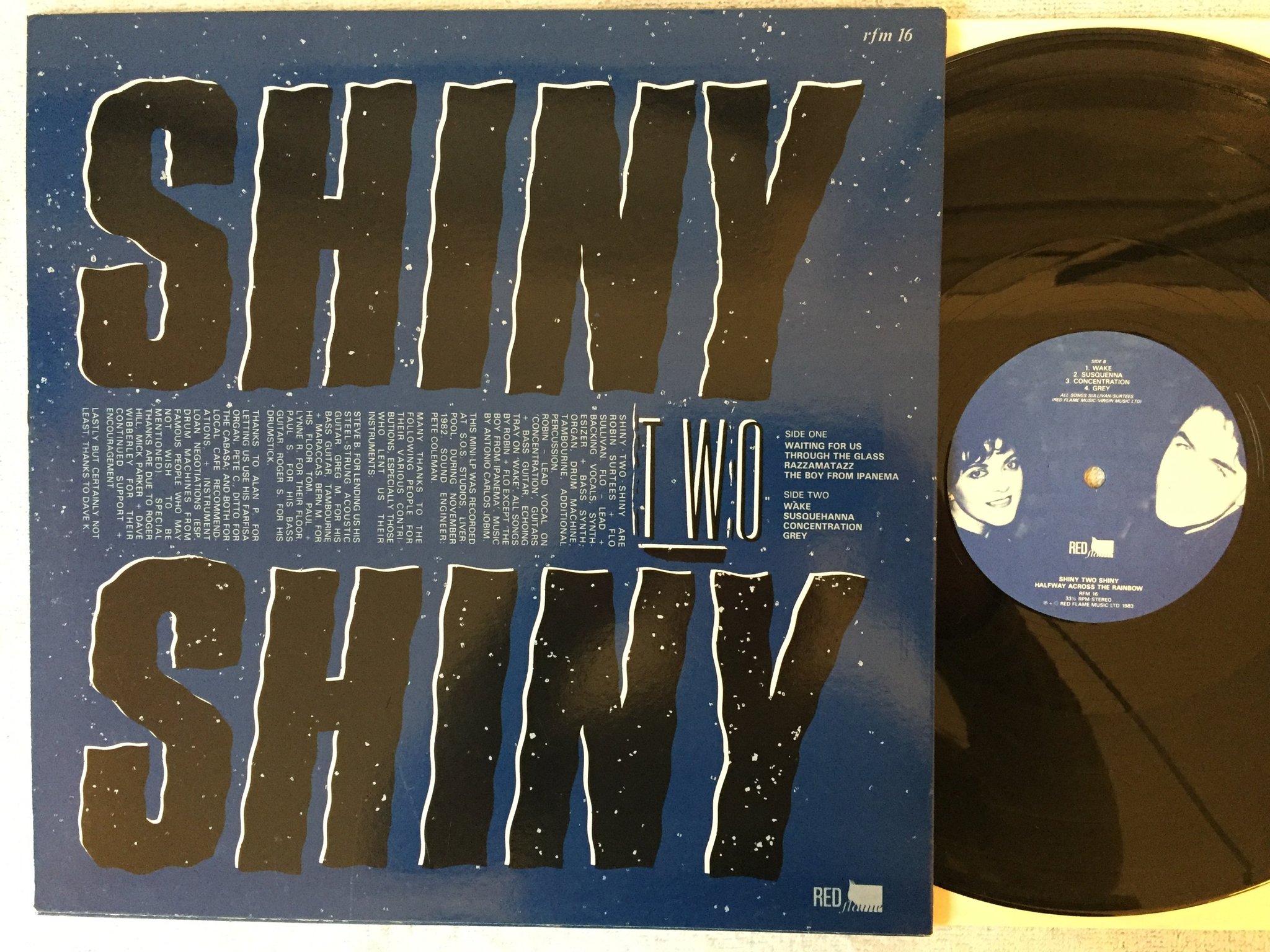 Omslagsbild för skivan SHINY TWO SHINY Halfway Across The Rainbow LP -83 UK RED FLAME RFM 16 synth pop