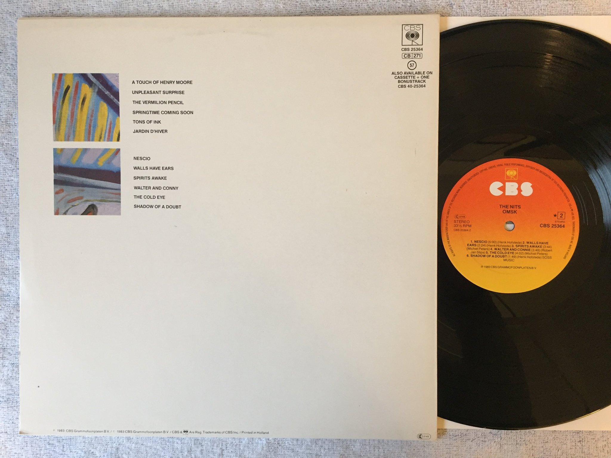 Omslagsbild för skivan THE NITS omsk LP -83 Hol CBS 25364 art rock