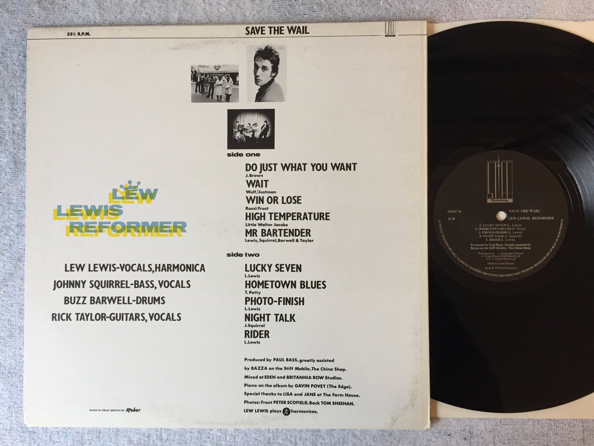 Omslagsbild för skivan LEW LEWIS REFORMER Save The Wail LP -79 UK STIFF SEEZ 16