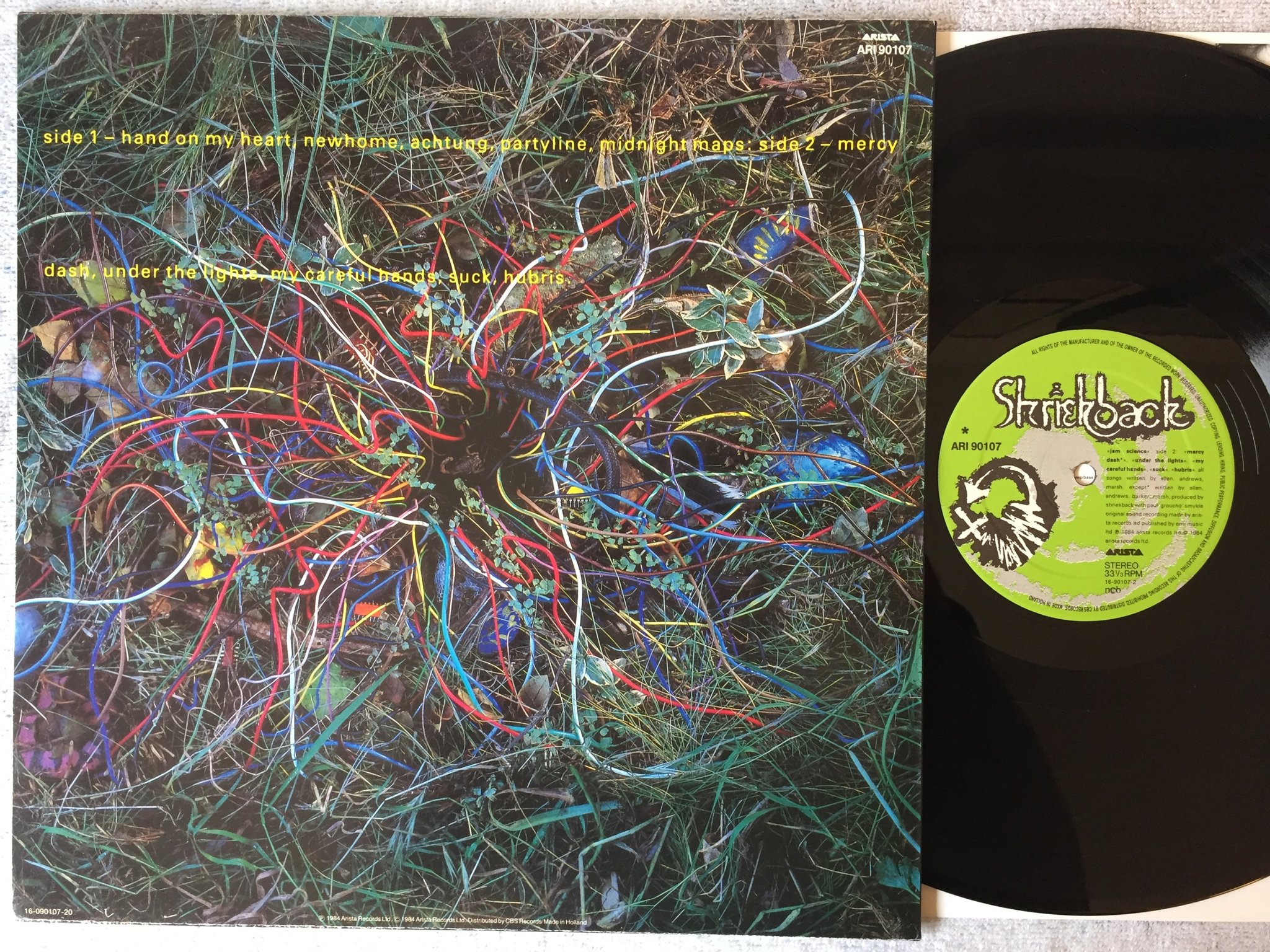 Omslagsbild för skivan SHRIEKBACK Jam Science LP -84 ncb ARISTA ARI 90107 synth pop