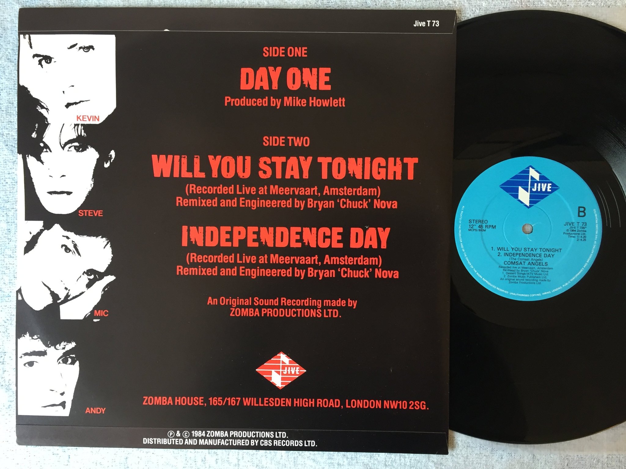 Omslagsbild för skivan THE COMSAT ANGELS Day One 12"single -84 UK JIVE T 73 new wave