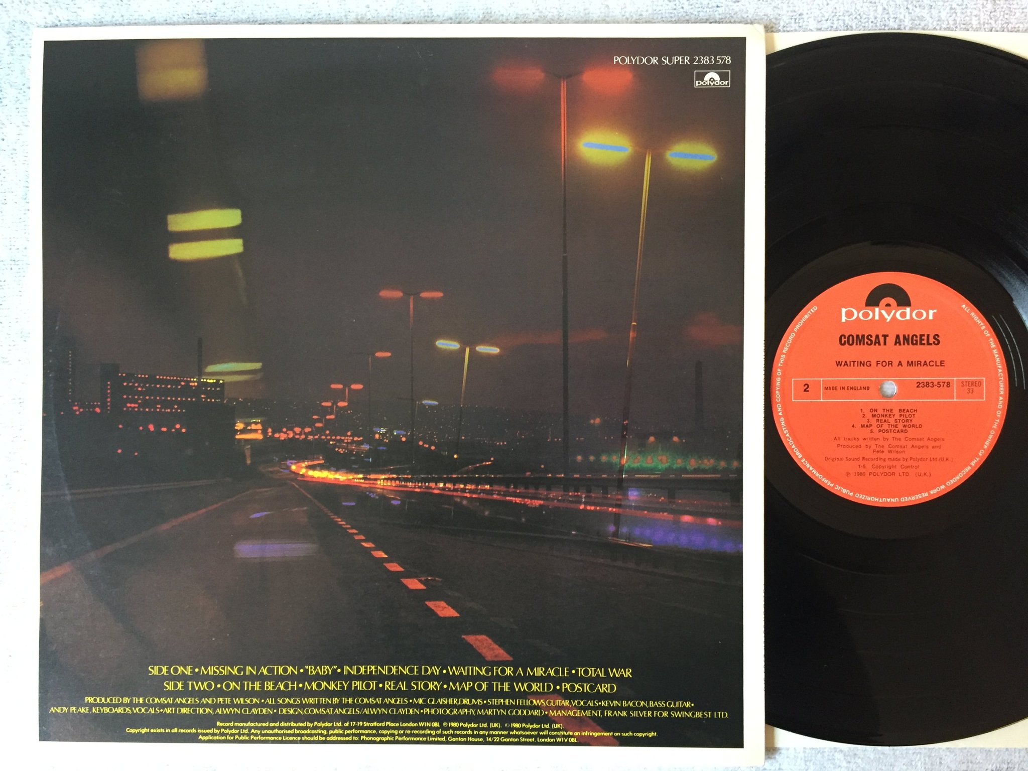 Omslagsbild för skivan THE COMSAT ANGELS Waiting For A Miracle LP -80 UK POLYDOR 2383-578 new wave