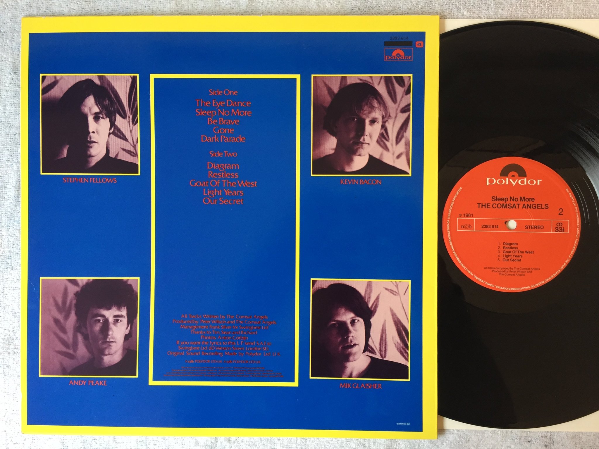 Omslagsbild för skivan THE COMSAT ANGELS sleep no more LP -81 ncb POLYDOR 2383 614  