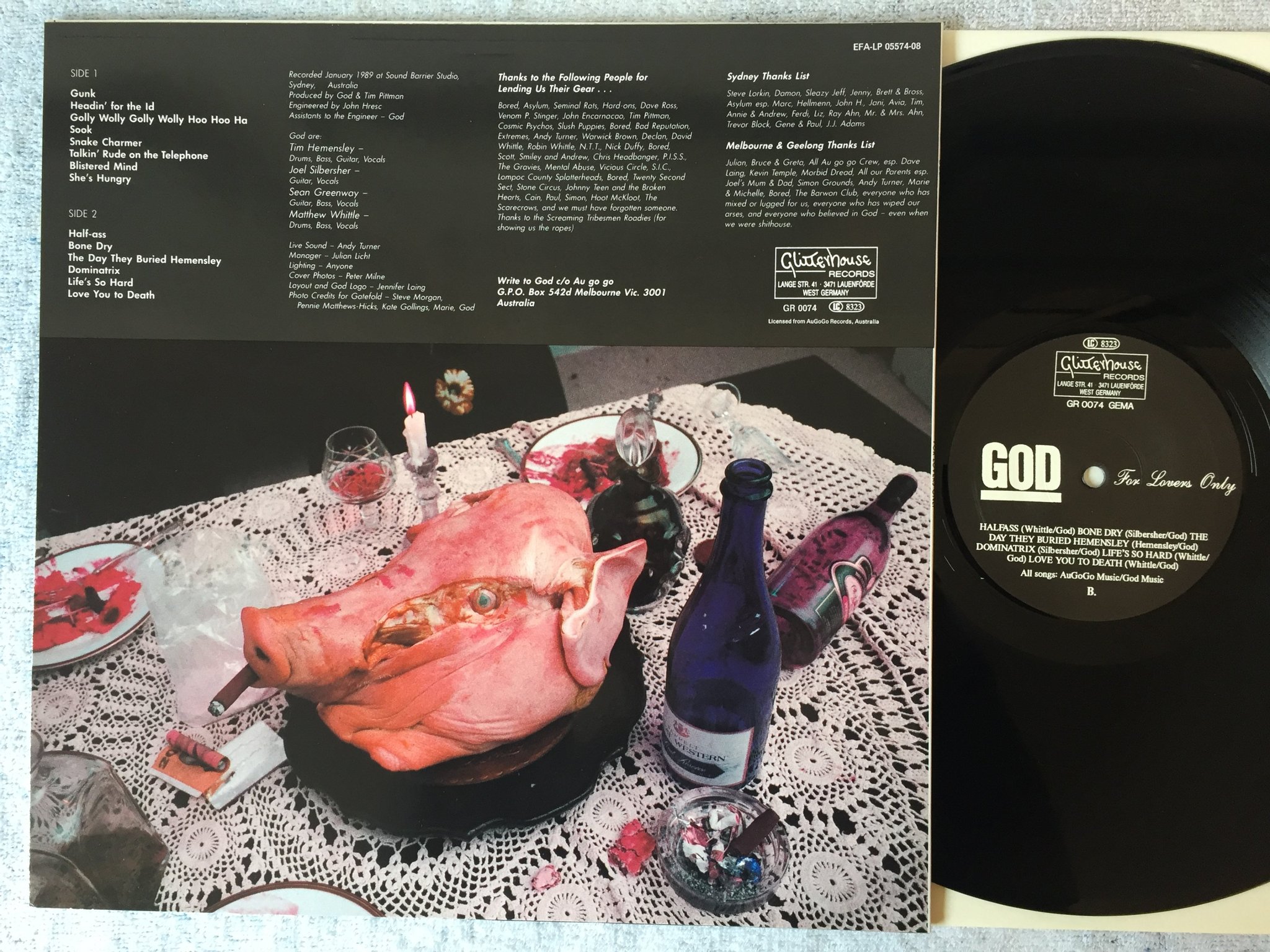 Omslagsbild för skivan GOD For Lovers Only LP -89 GLITTERHOUSE GR 0074 alternative rock