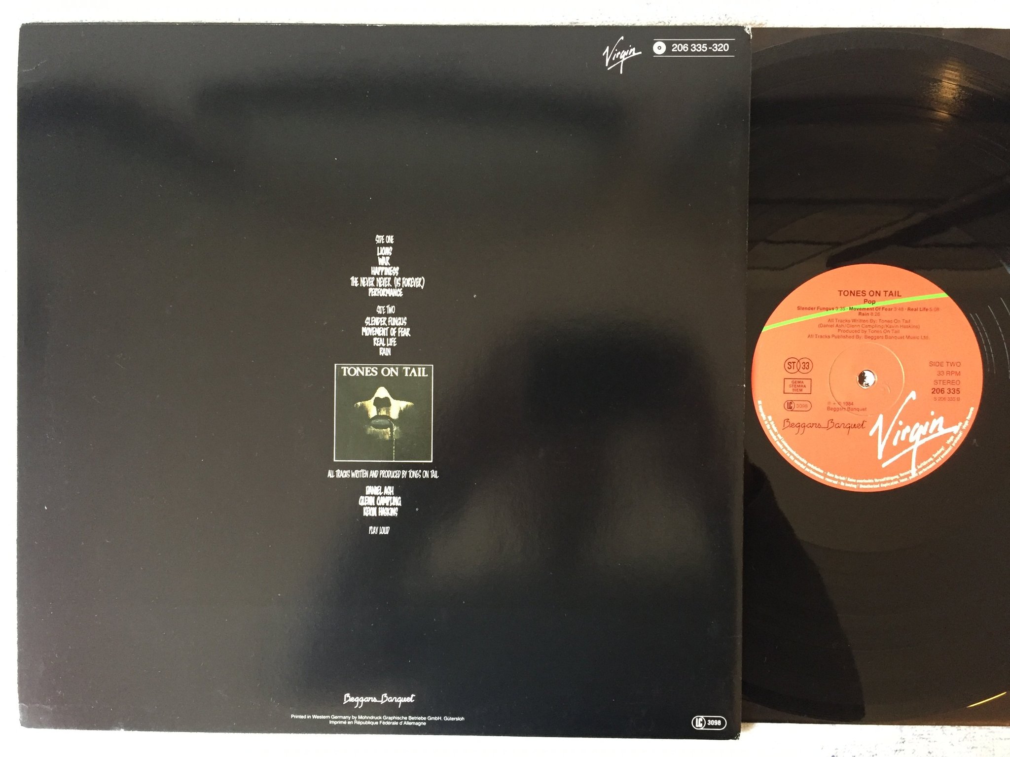 Omslagsbild för skivan TONES ON TAILS pop LP -84 europe VIRGIN 206 335 
