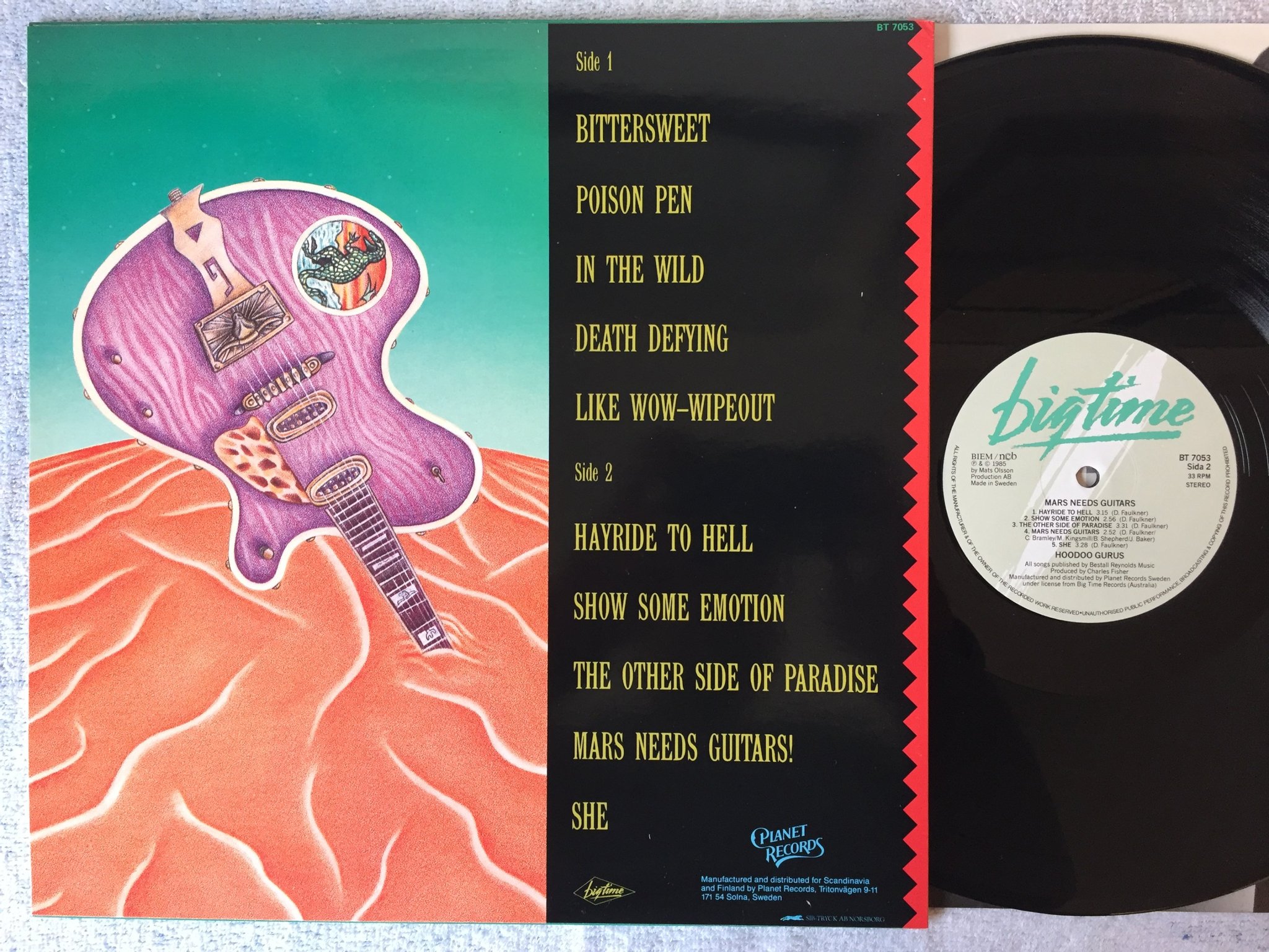 Omslagsbild för skivan HOODOO GURUS sMars Needs Guitars! LP -85 Swe BIG TIME BT 7053 