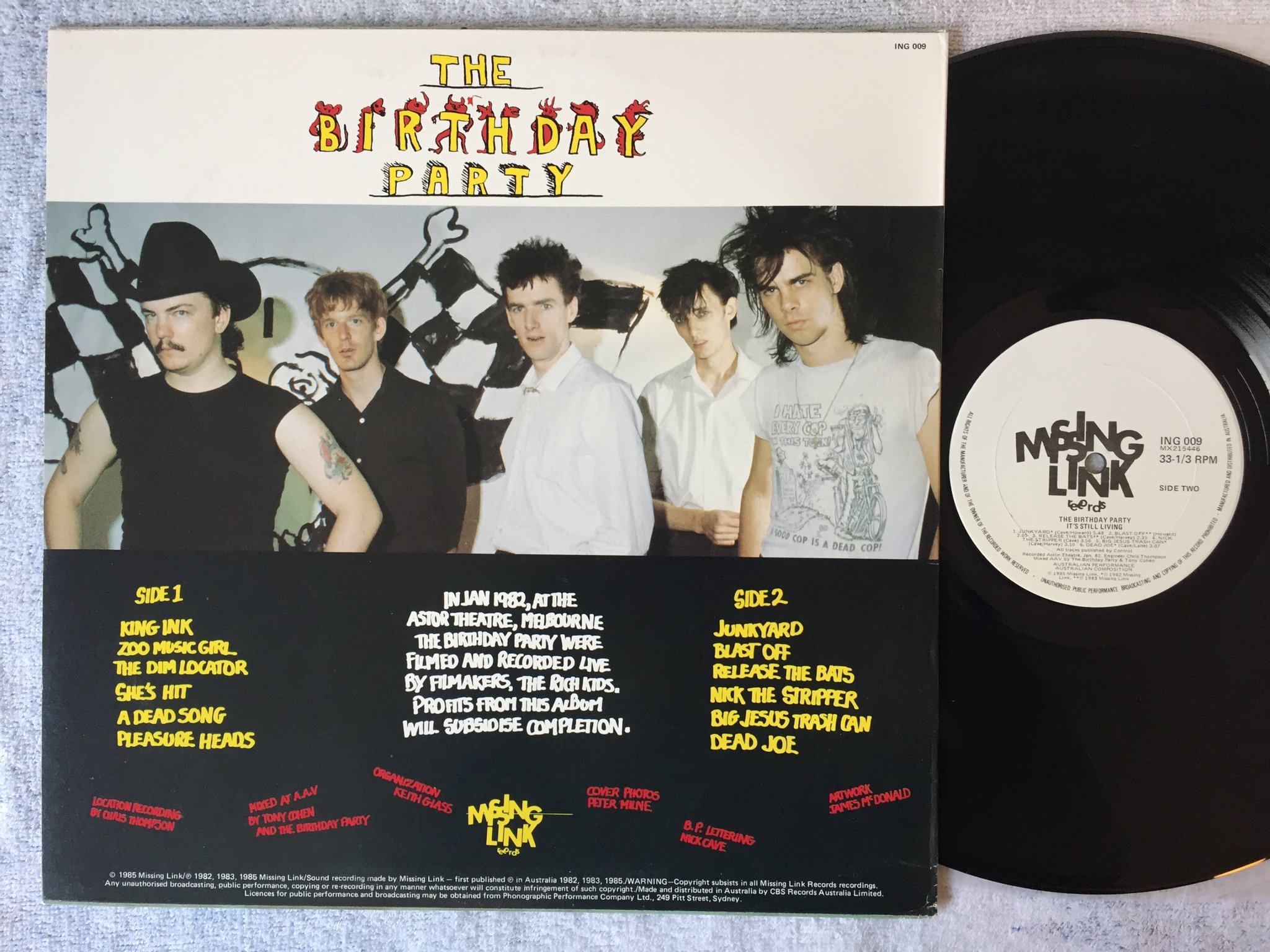 Omslagsbild för skivan THE BIRTHDAY PARTY it's still living LP -85 Australia MISSING LINK ING 009 punk