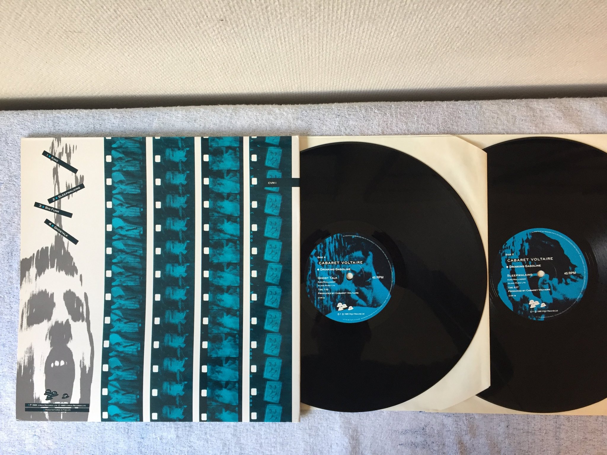 Omslagsbild för skivan CABARET VOLTAIRE Drinking Gasoline 2x12"single -85 UK VIRGIN CVM-1 electronic