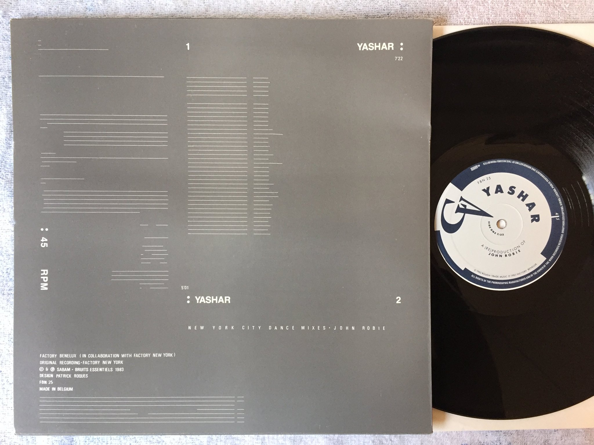 Omslagsbild för skivan CABARET VOLTAIRE Yashar 12"single -83 FACTORY BENELUX FBN 25