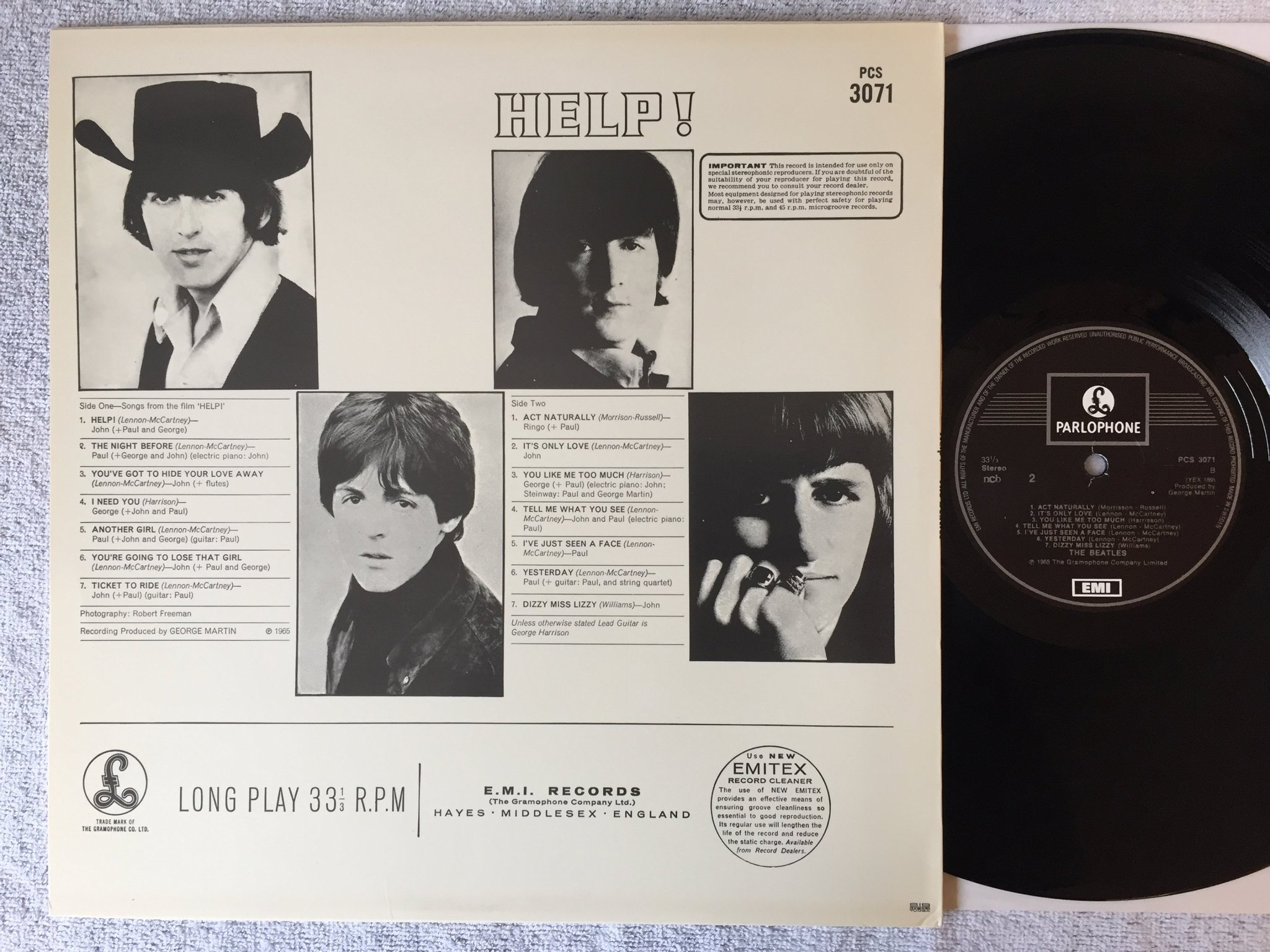 Omslagsbild för skivan THE BEATLES help! LP re ncb EMI / PARLOPHONE  PCS 3071
