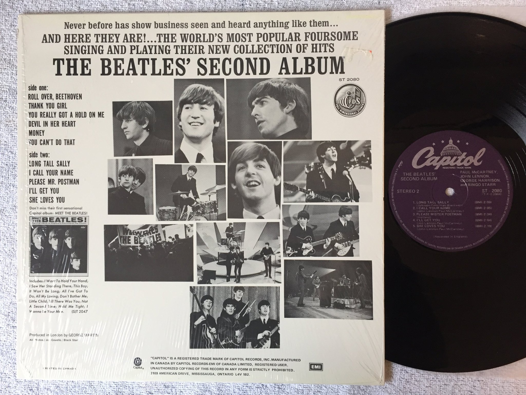 Omslagsbild för skivan THE BEATLES second album LP re Can CAPITOL ST 2080