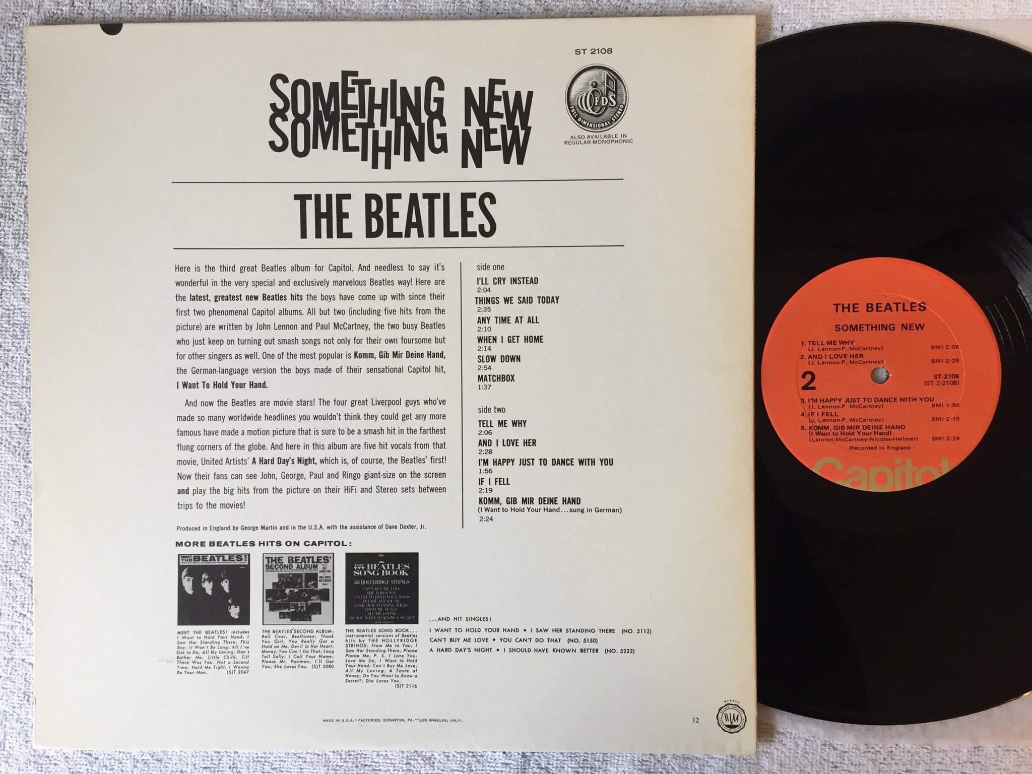Omslagsbild för skivan THE BEATLES something new LP re Can CAPITOL ST 2108