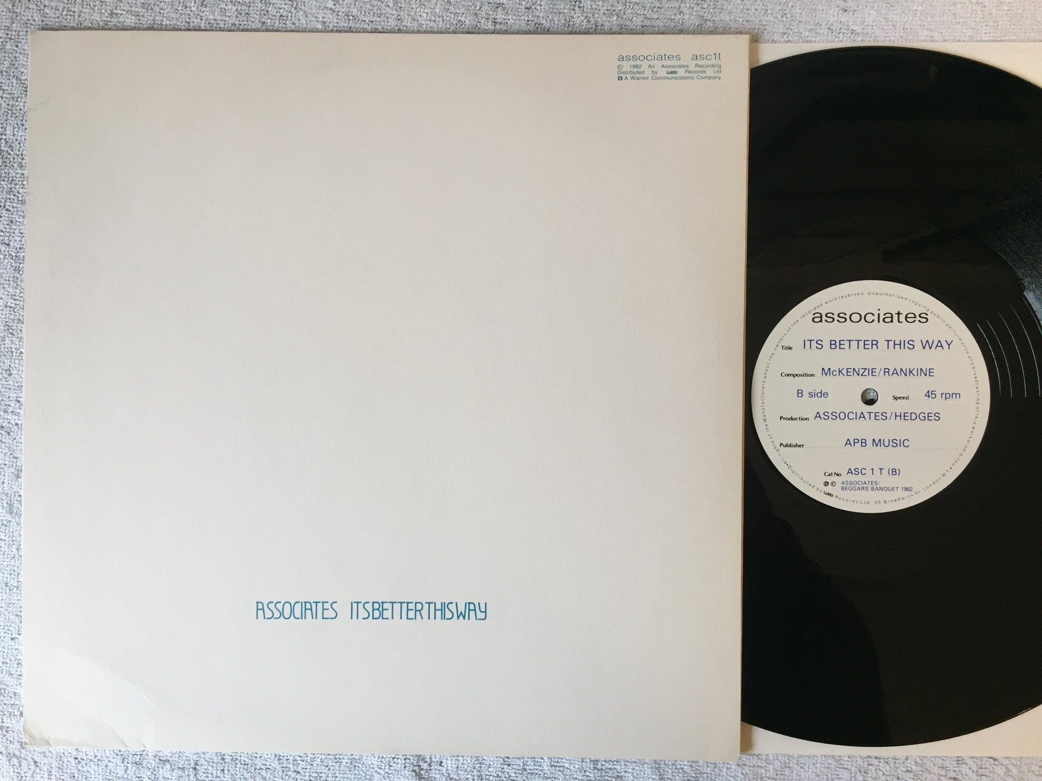 Omslagsbild för skivan THE ASSOCIATES Party Fears Two 12"Single -82 UK private ASC-1 T synth pop