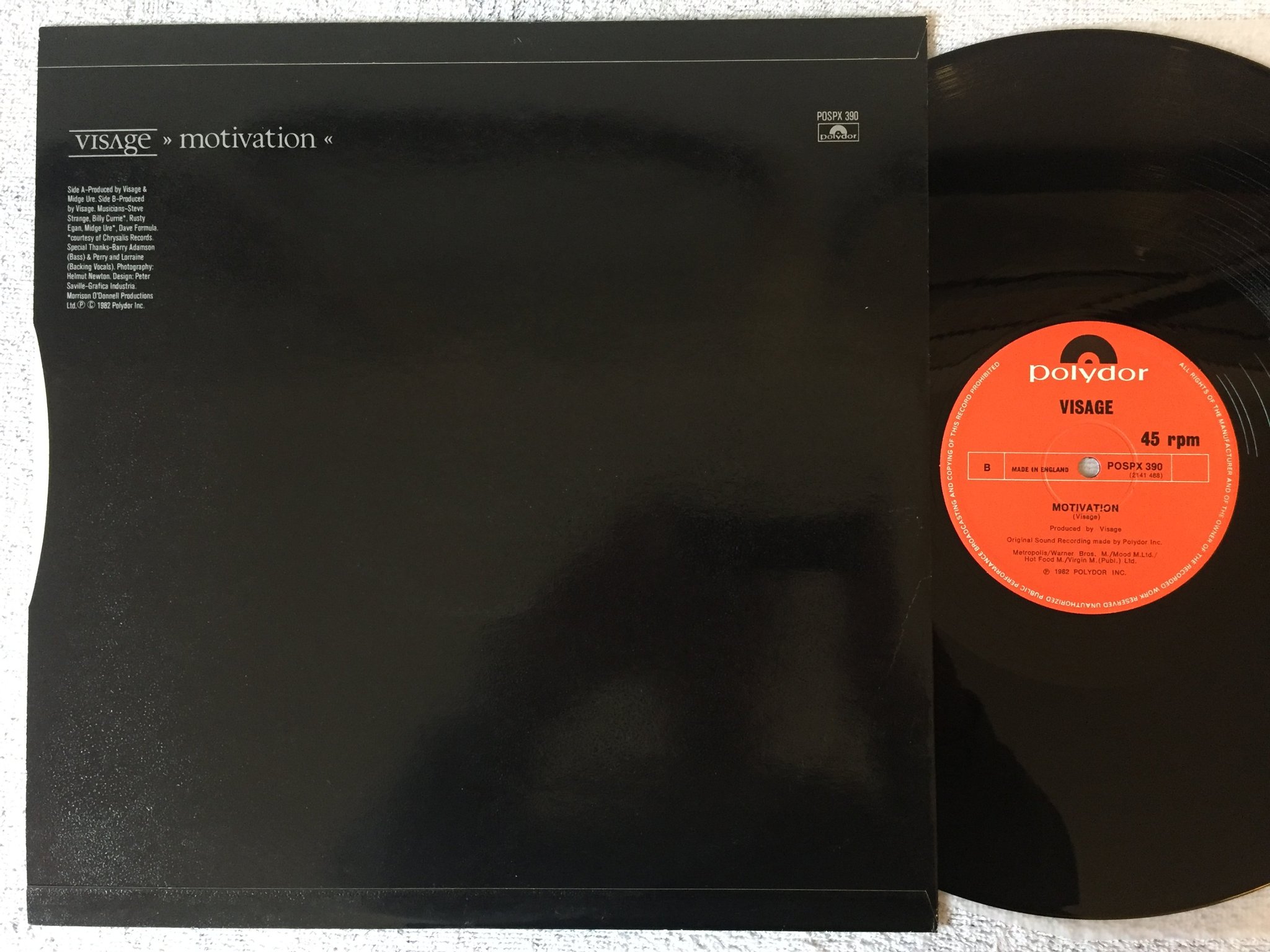 Omslagsbild för skivan VISAGE motivation 12"single -82 UK VIRGIN POSPX 390 