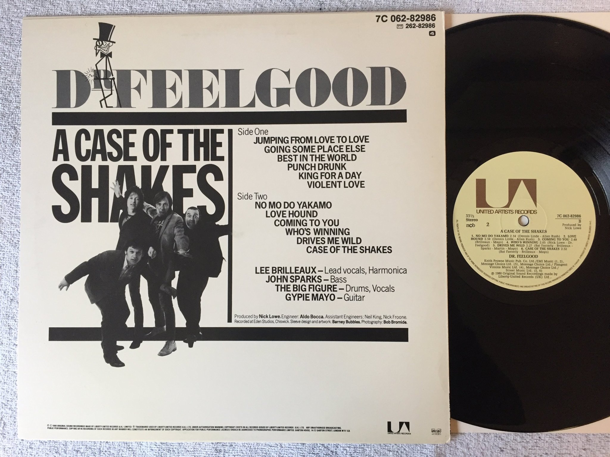 Omslagsbild för skivan DR FEELGOOD a case of the shakes LP -80 ncb UNITED ARTISTS 7C 062-82986