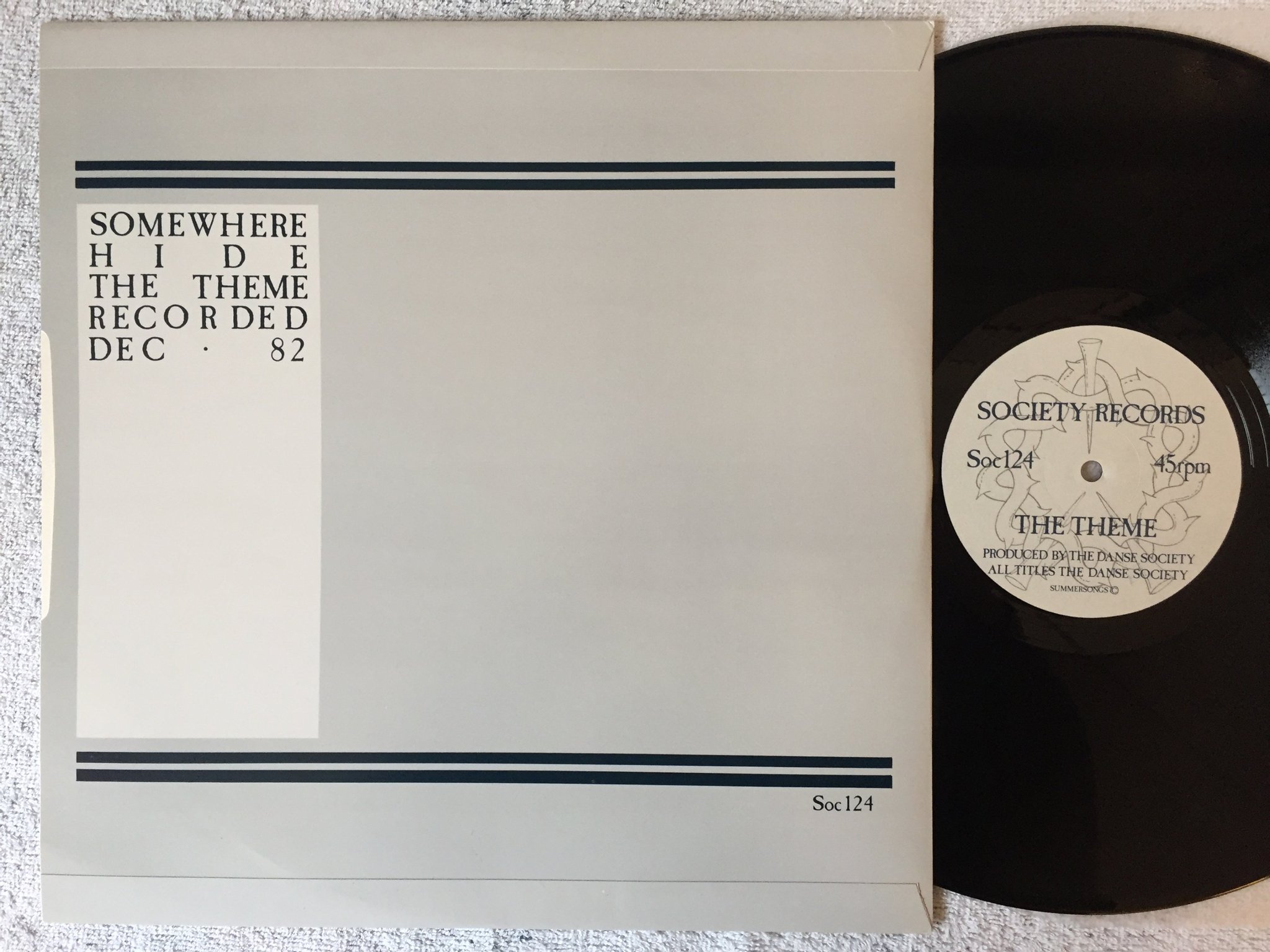 Omslagsbild för skivan THE DANSE SOCIETY somewhere 12"single -83 UK SOCIETY SOC124 