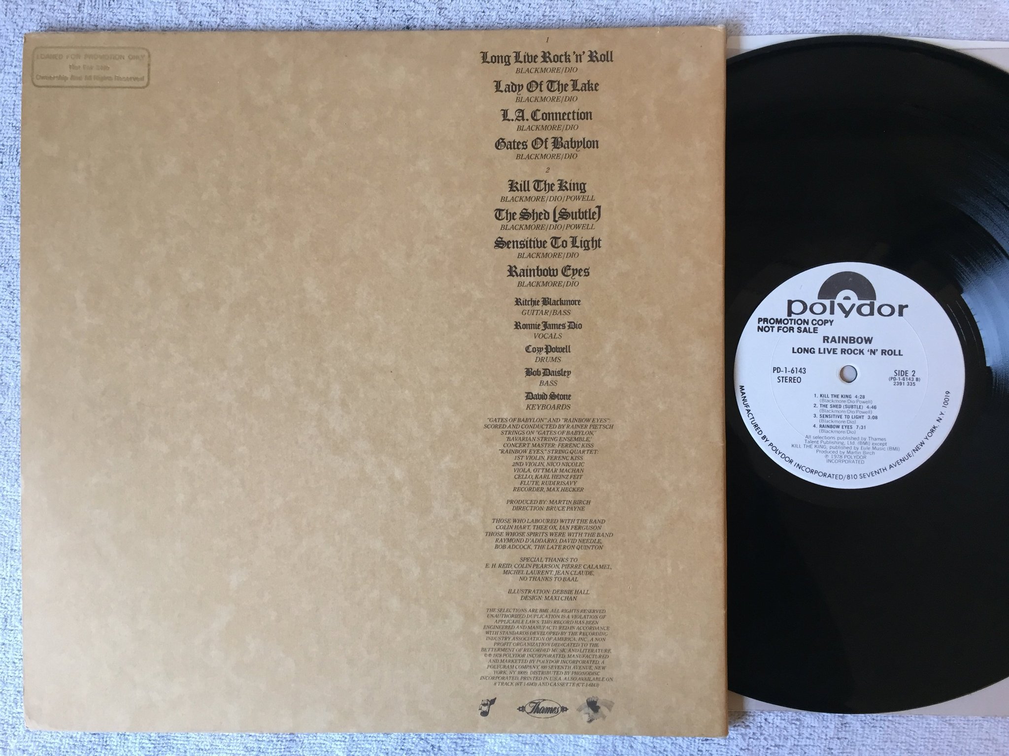 Omslagsbild för skivan RAINBOW long live rock n roll LP -78 US POLYDOR PD-1-6143 rare PROMO COPY 