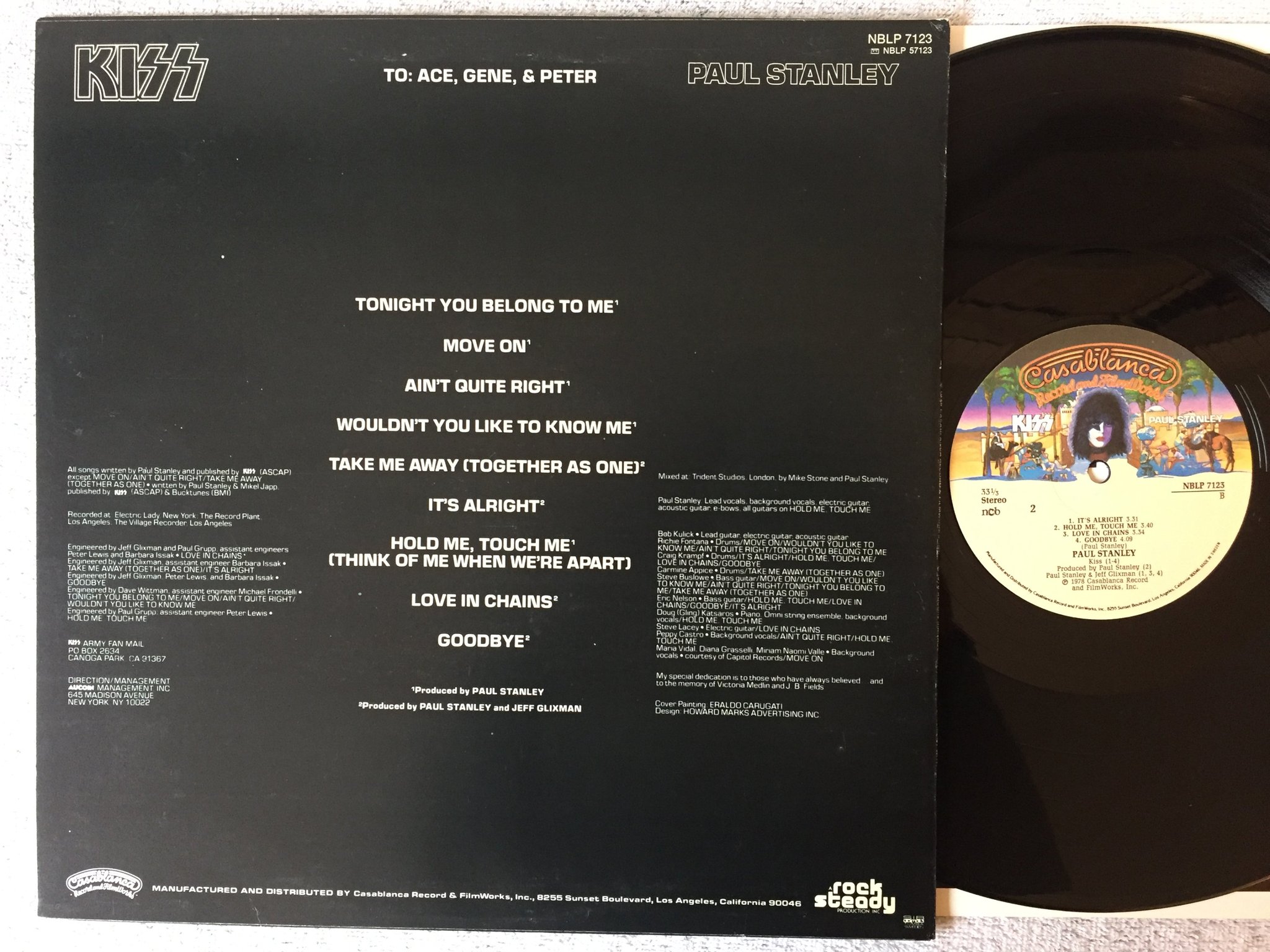 Omslagsbild för skivan PAUL STANLEY s/t  LP -78 Swe CASABLANCA NBLP 7123