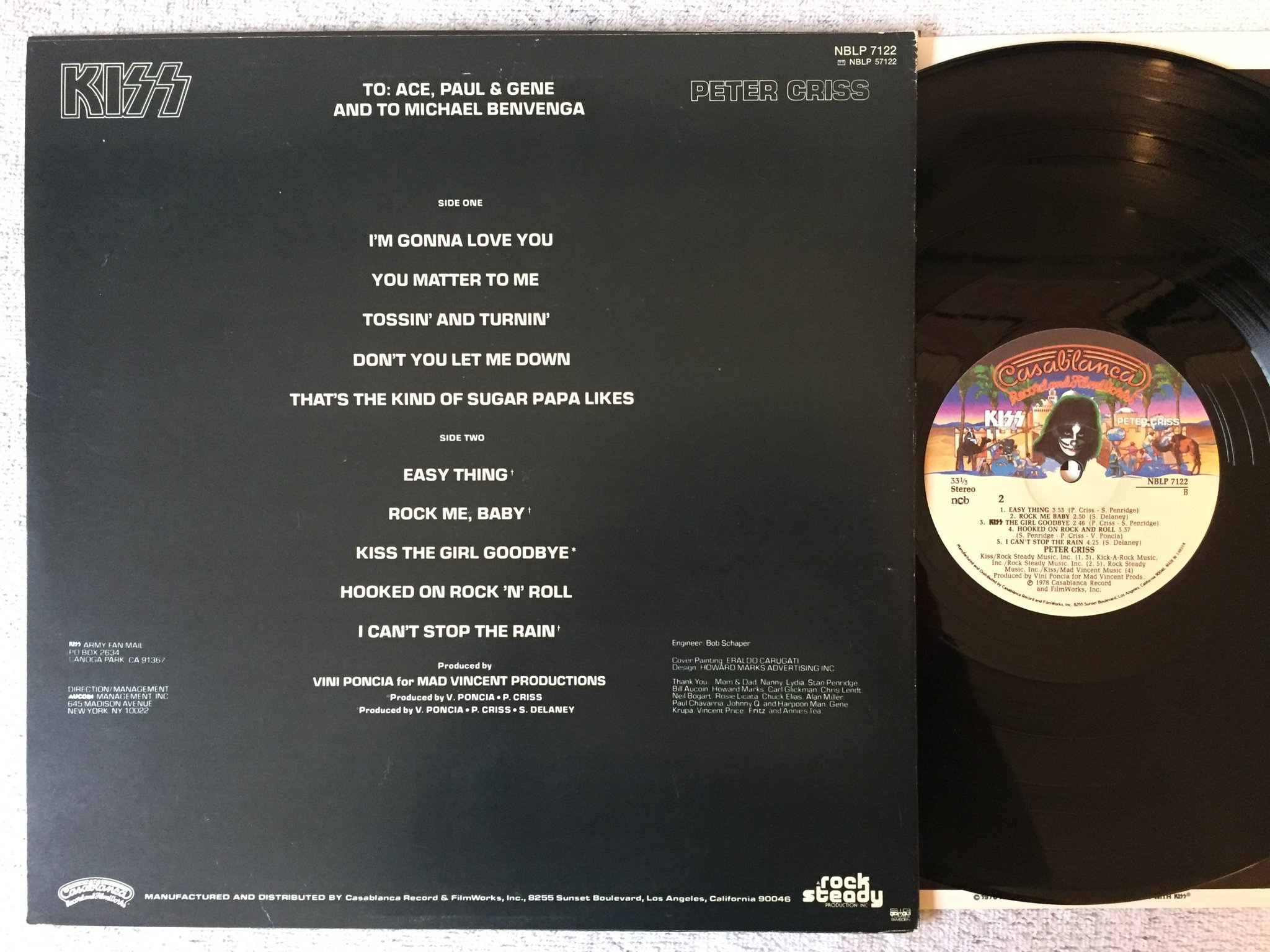 Omslagsbild för skivan PETER CRISS s/t  LP -78 Swe CASABLANCA NBLP 7122