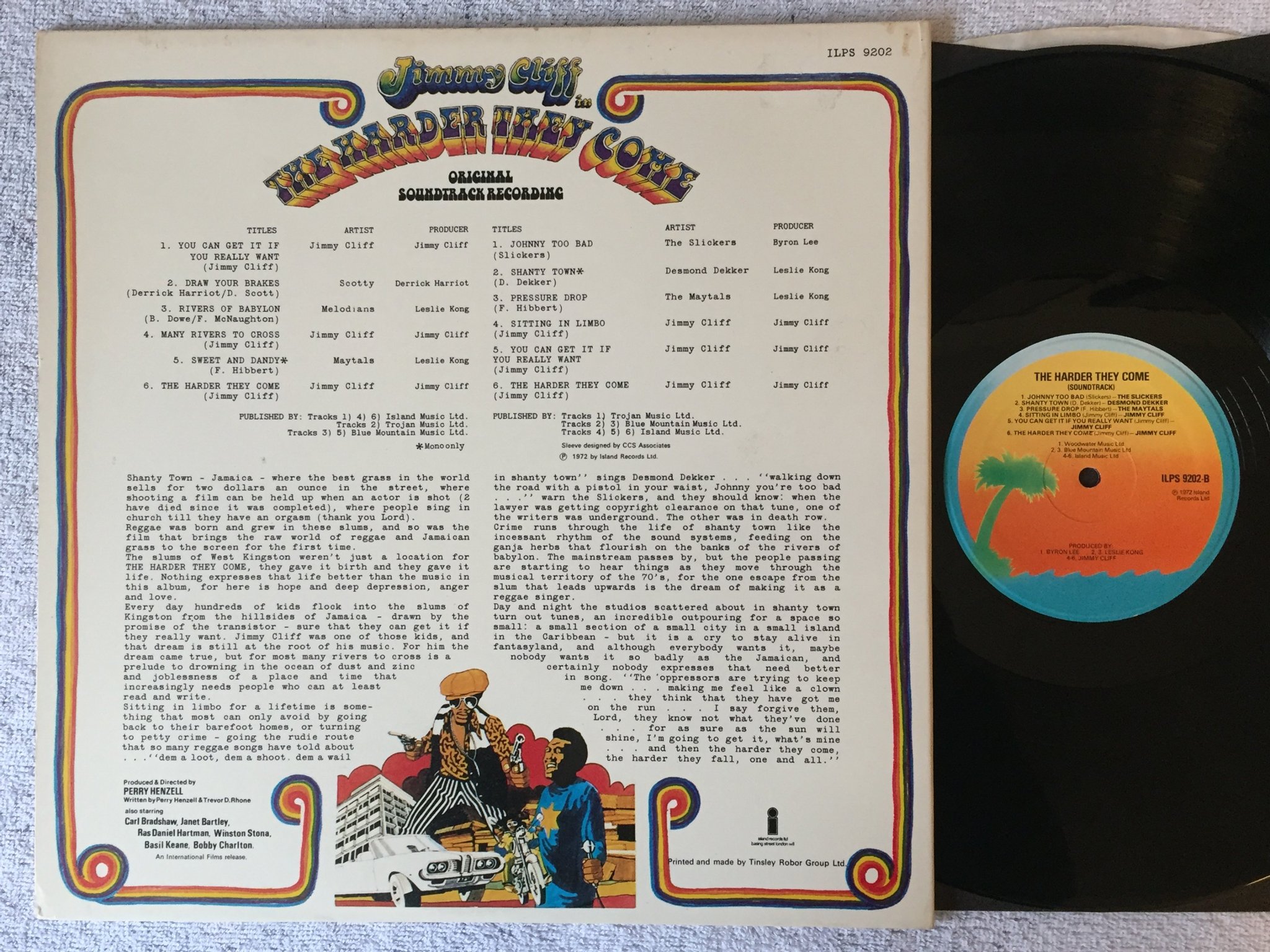 Omslagsbild för skivan V/A the harder they come LP -72 UK UK ISLAND ILPS 9256 CLASSIC ALBUM! ! ! !