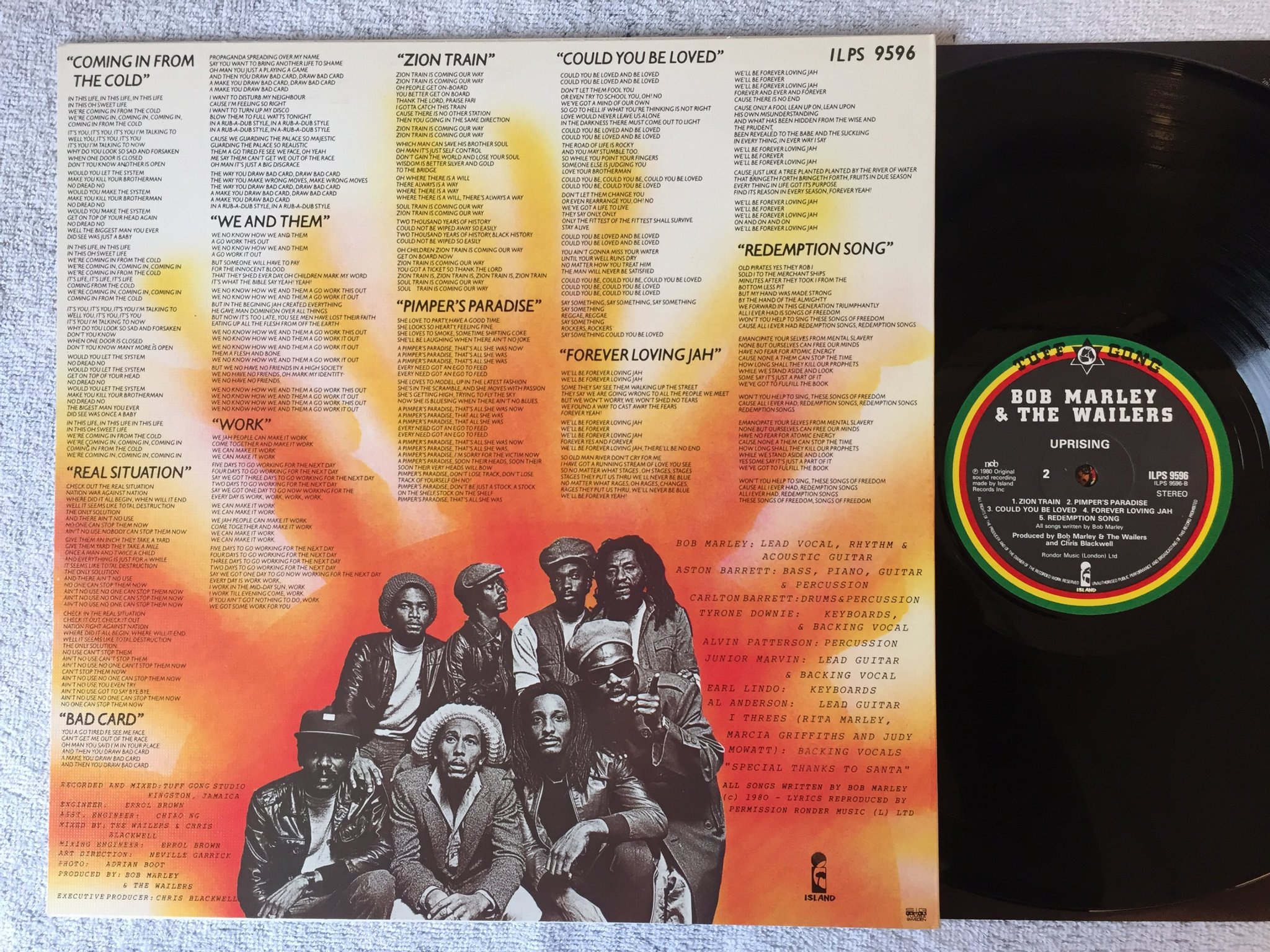 Omslagsbild för skivan BOB MARLEY & THE WAILERS uprising LP -80 ncb TUFF GONG ILPS 9596