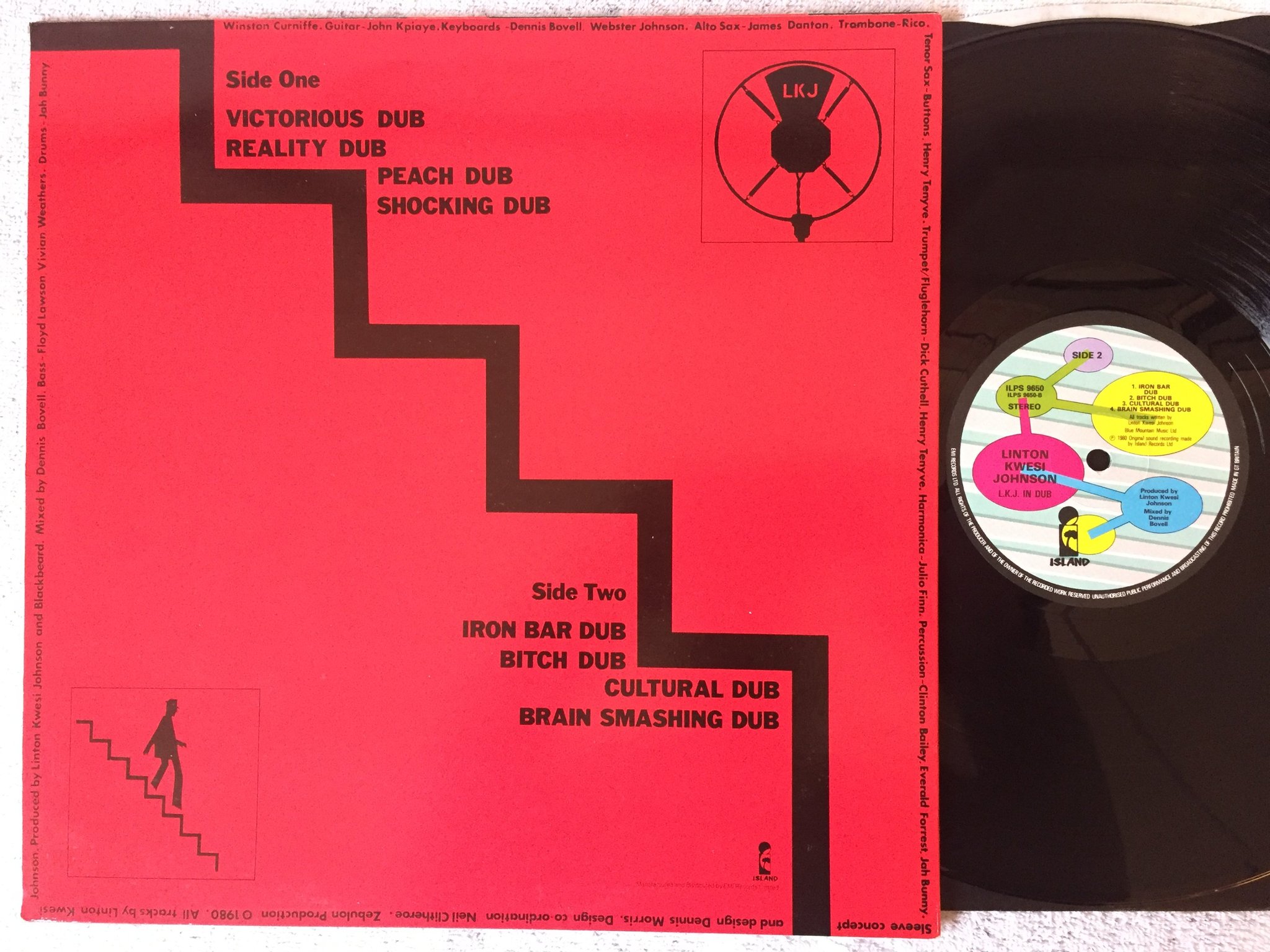 Omslagsbild för skivan LINTON KWESI JOHNSON L.K.J. in dub LP -80 UK ISLAND ISLAND 9650 Fyiah!!!!