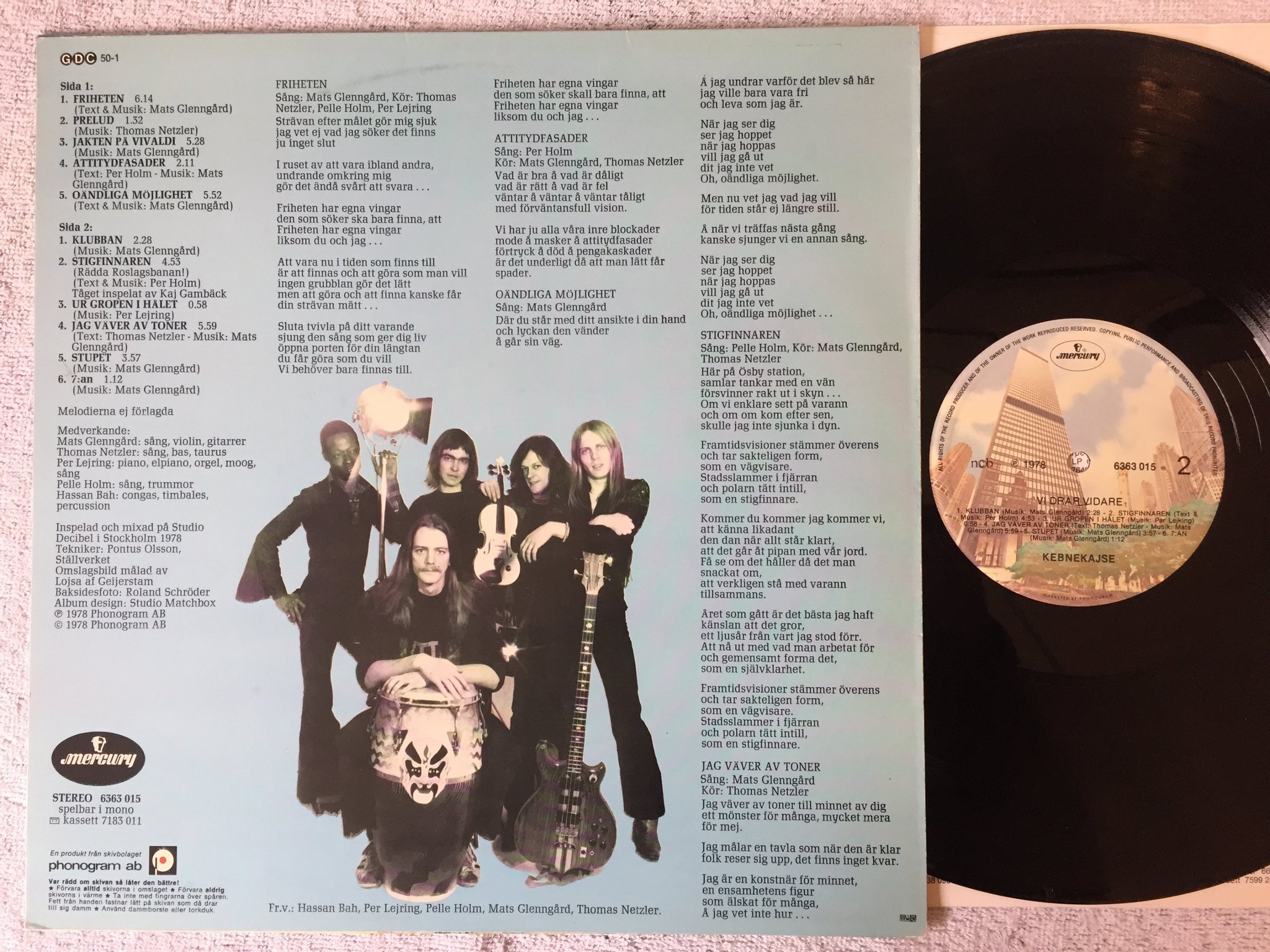 Omslagsbild för skivan KEBNEKAJSE vi drar vidare LP -78 Swe MERCURY 6363015