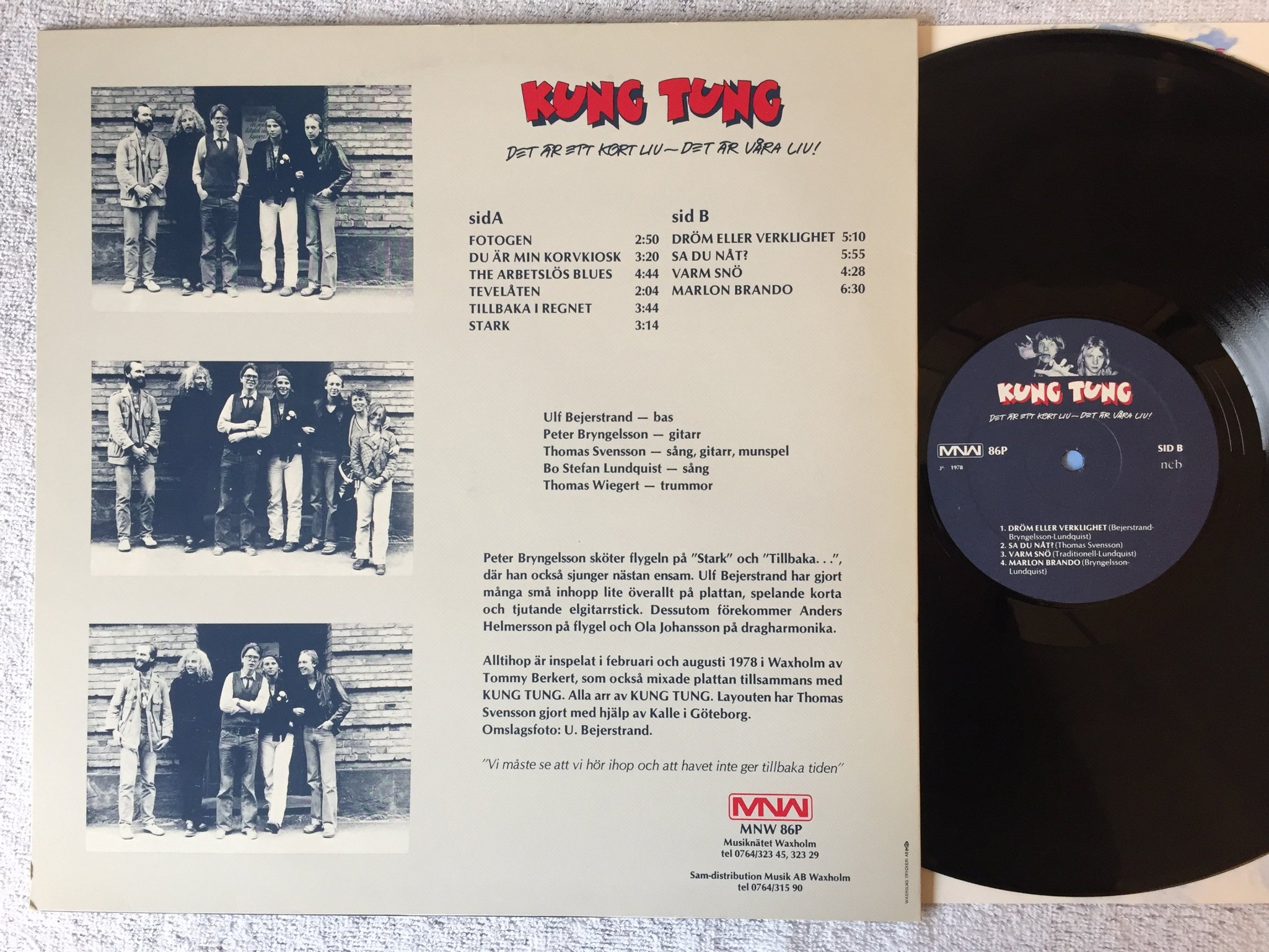 Omslagsbild för skivan KUNG TUNG det är ett kort liv LP -78 MNW 86p