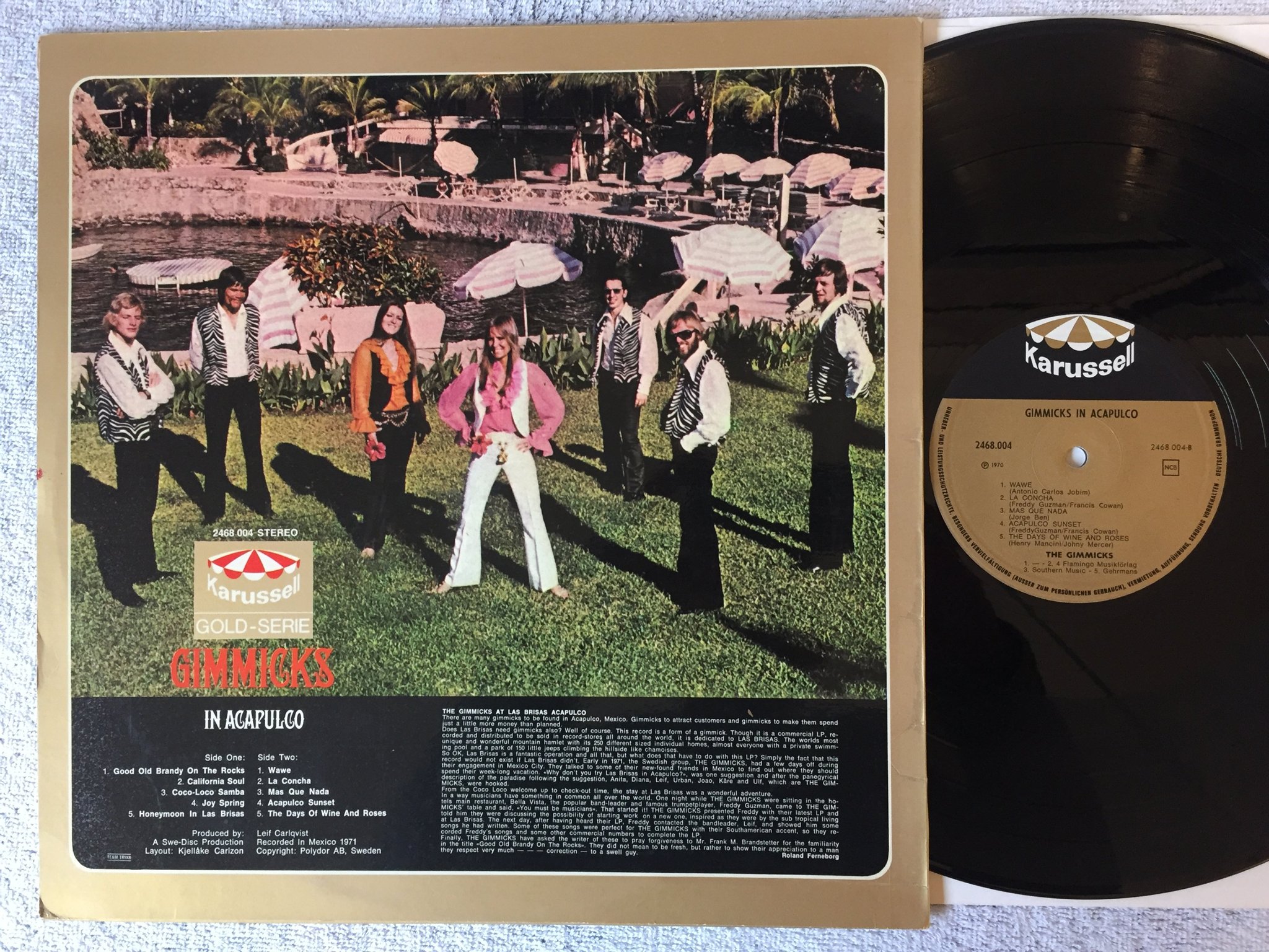 Omslagsbild för skivan GIMMICKS in Alcapulco LP -70 Ger KARUSSELL 2468004 "mas que nada" 